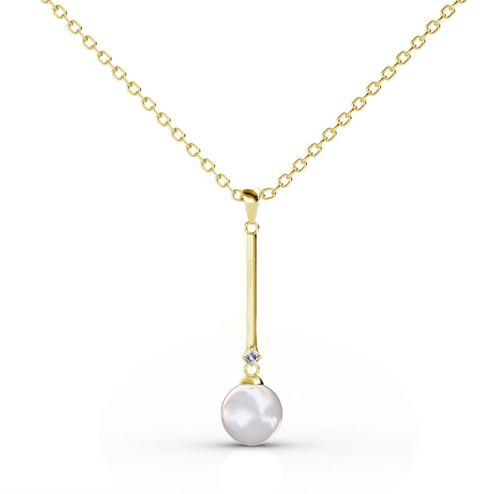Tatum 18k White Gold Plated Dangle Pearl Pendant Necklace - Image 10