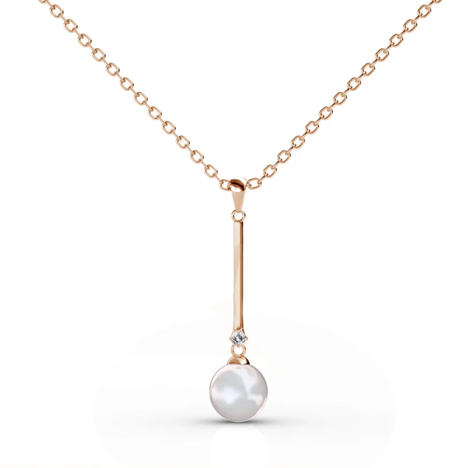 Tatum 18k White Gold Plated Pearl Necklace and Dangle Earrings Jewelry Set with Swarovski Crystals - Image 15