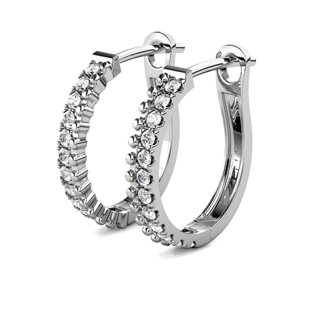Teagan 18k White Gold Plated 19mm Hoop Earrings with Swarovski Crystals - Image 10