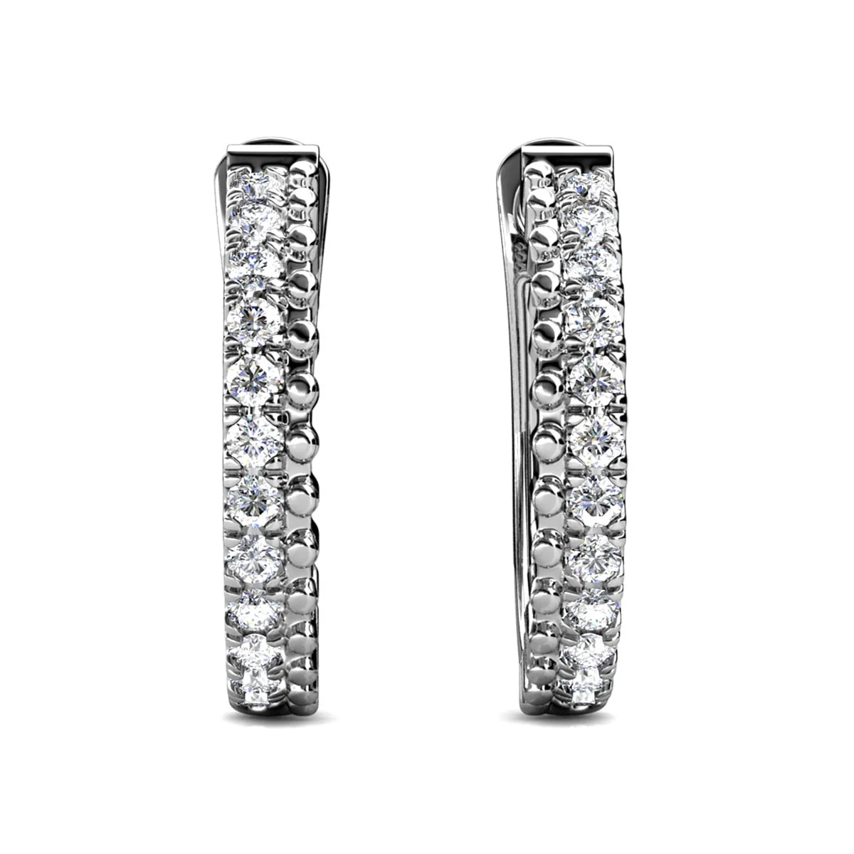 Teagan 18k White Gold Plated 19mm Hoop Earrings with Swarovski Crystals - Image 8
