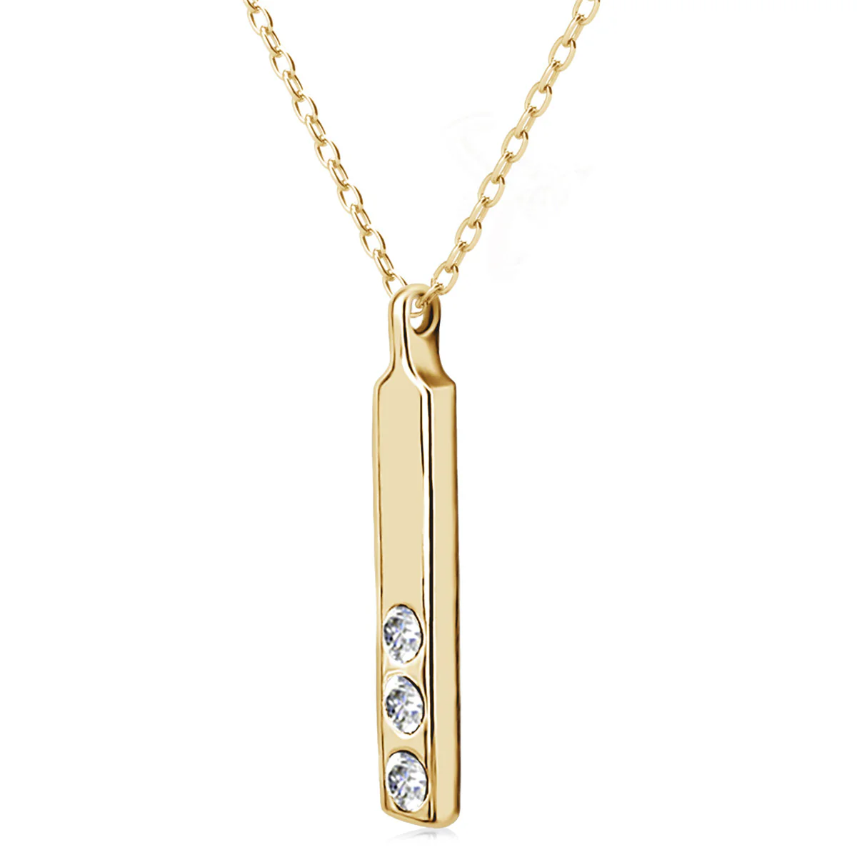 Tessa 18k White Gold Plated Bar Necklace with Swarovski Crystals - Image 12