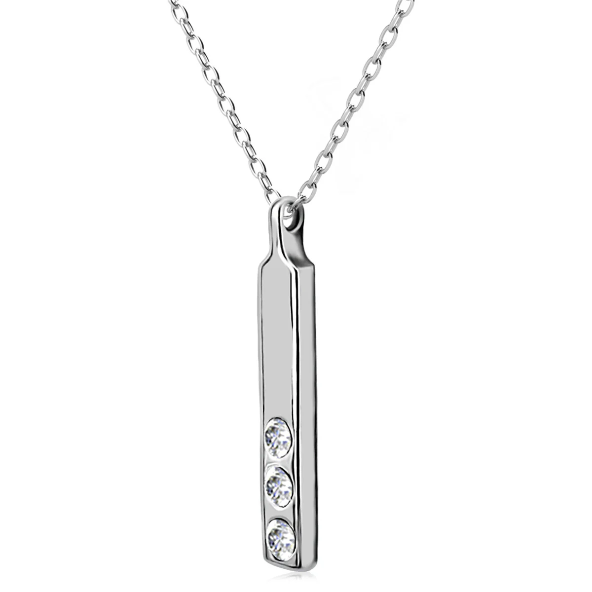 Tessa 18k White Gold Plated Bar Necklace with Swarovski Crystals - Image 8