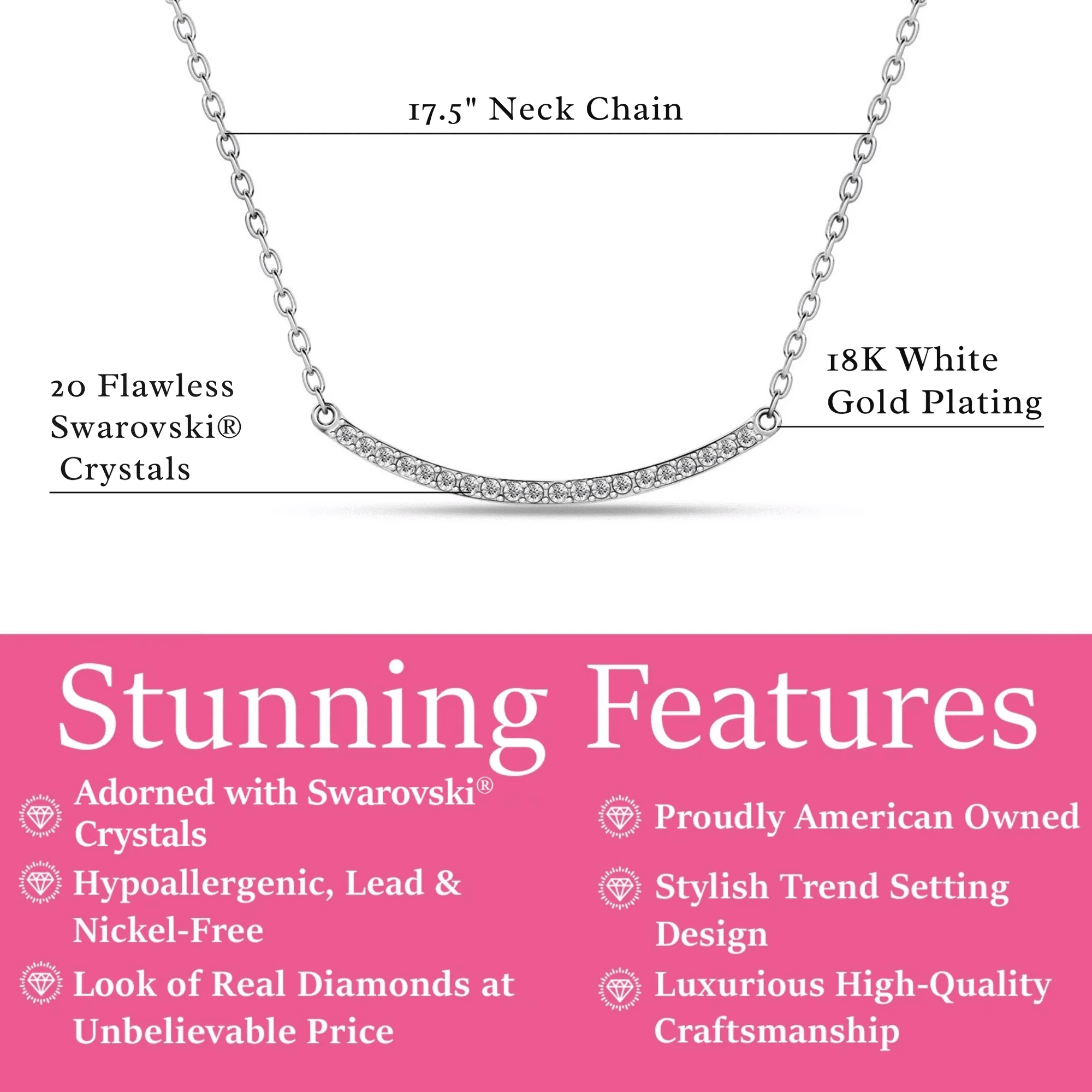Tiana 18k White Gold Plated Linear Necklace with Swarovski Crystals & Heartfelt Message for Daughter - Image 4