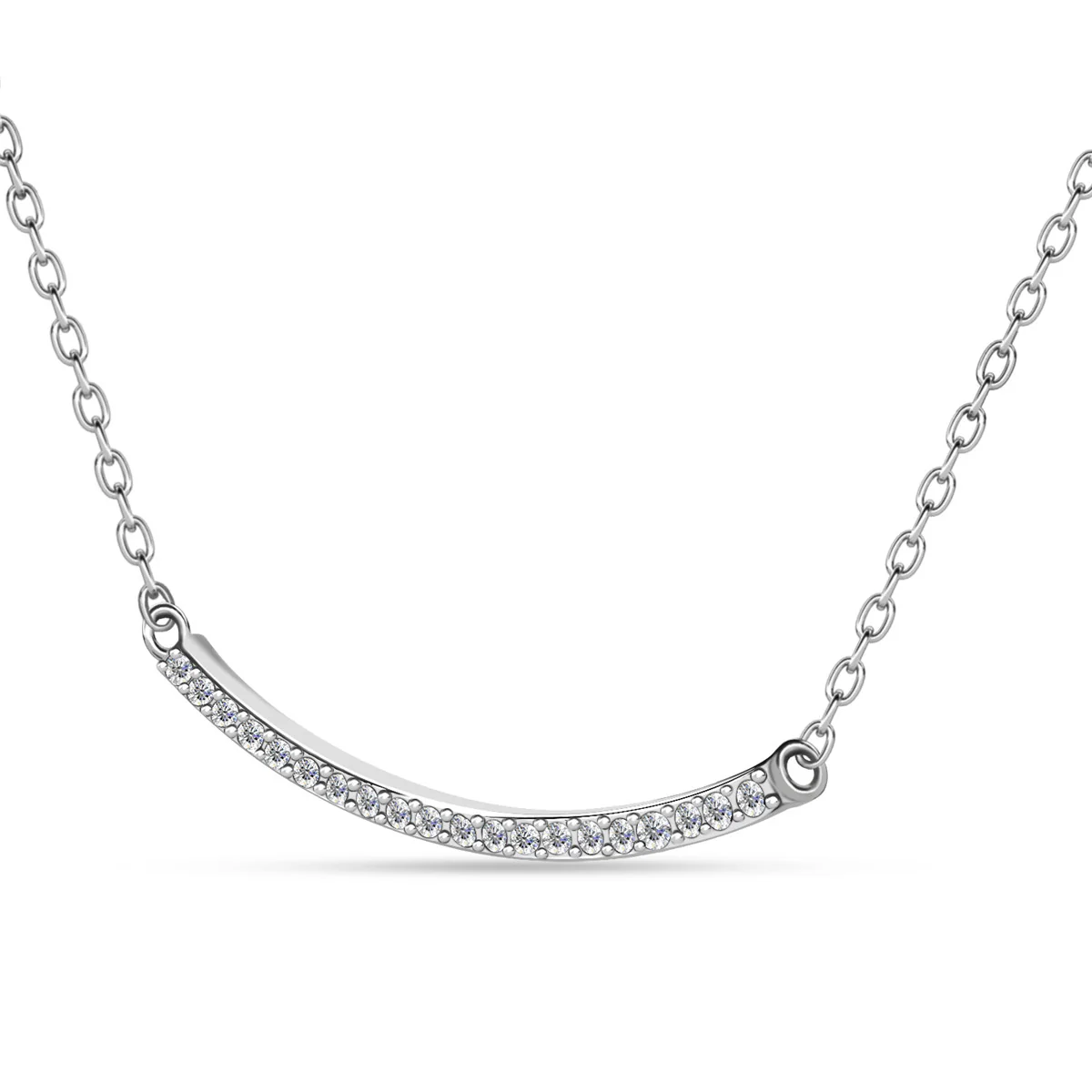 Tiana 18k White Gold Plated Linear Pendant Necklace with Swarovski Crystals - Image 7