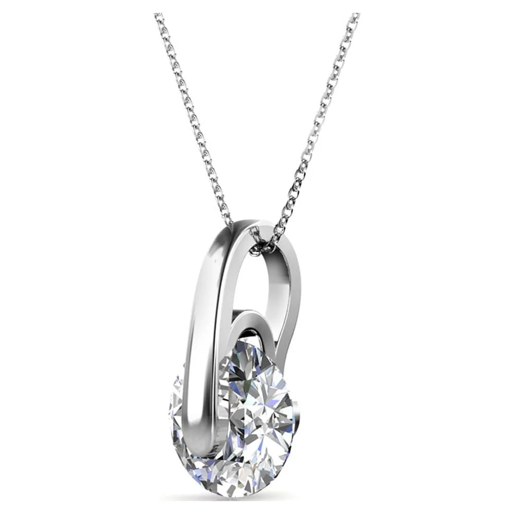 Tina 18k White Gold Plated Necklace with Solitaire Swarovski Crystal - Image 6