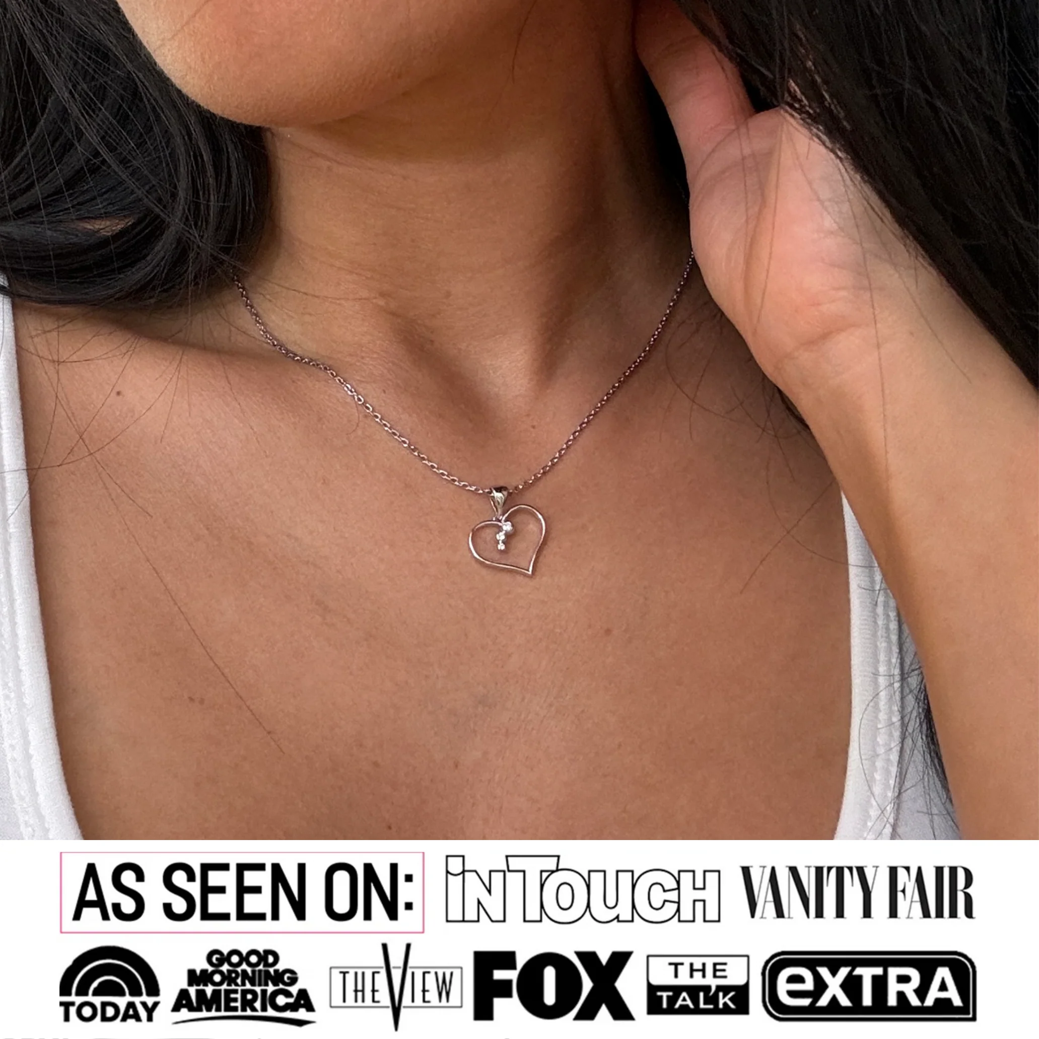 Valentina 18k White Gold Plated Silver Heart Necklace with Swarovski Crystals - Image 2