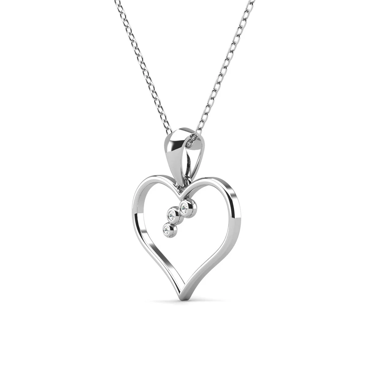 Valentina 18k White Gold Plated Silver Heart Necklace with Swarovski Crystals - Image 7
