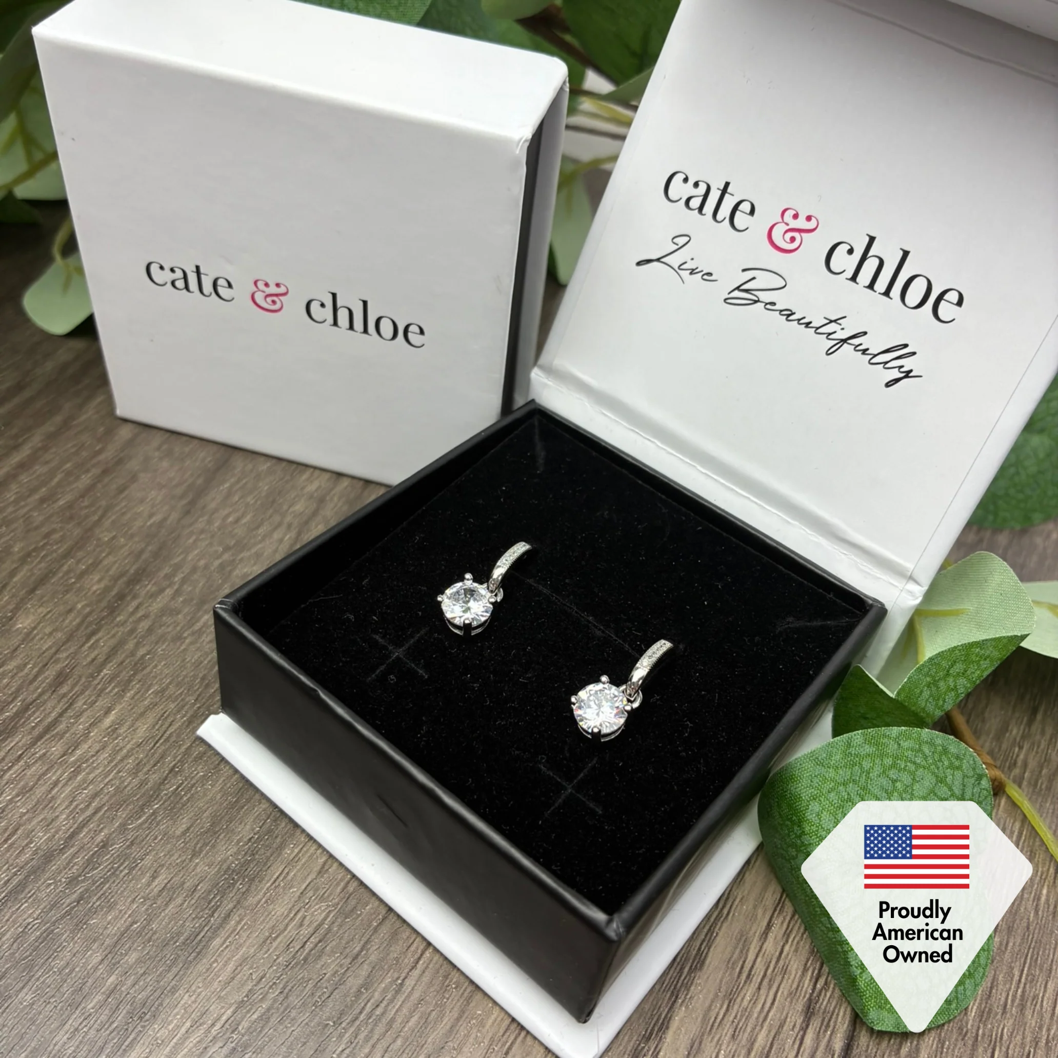 Valerie 18k White Gold Plated Drop Earrings with Simulated Diamond Crystals - Image 6
