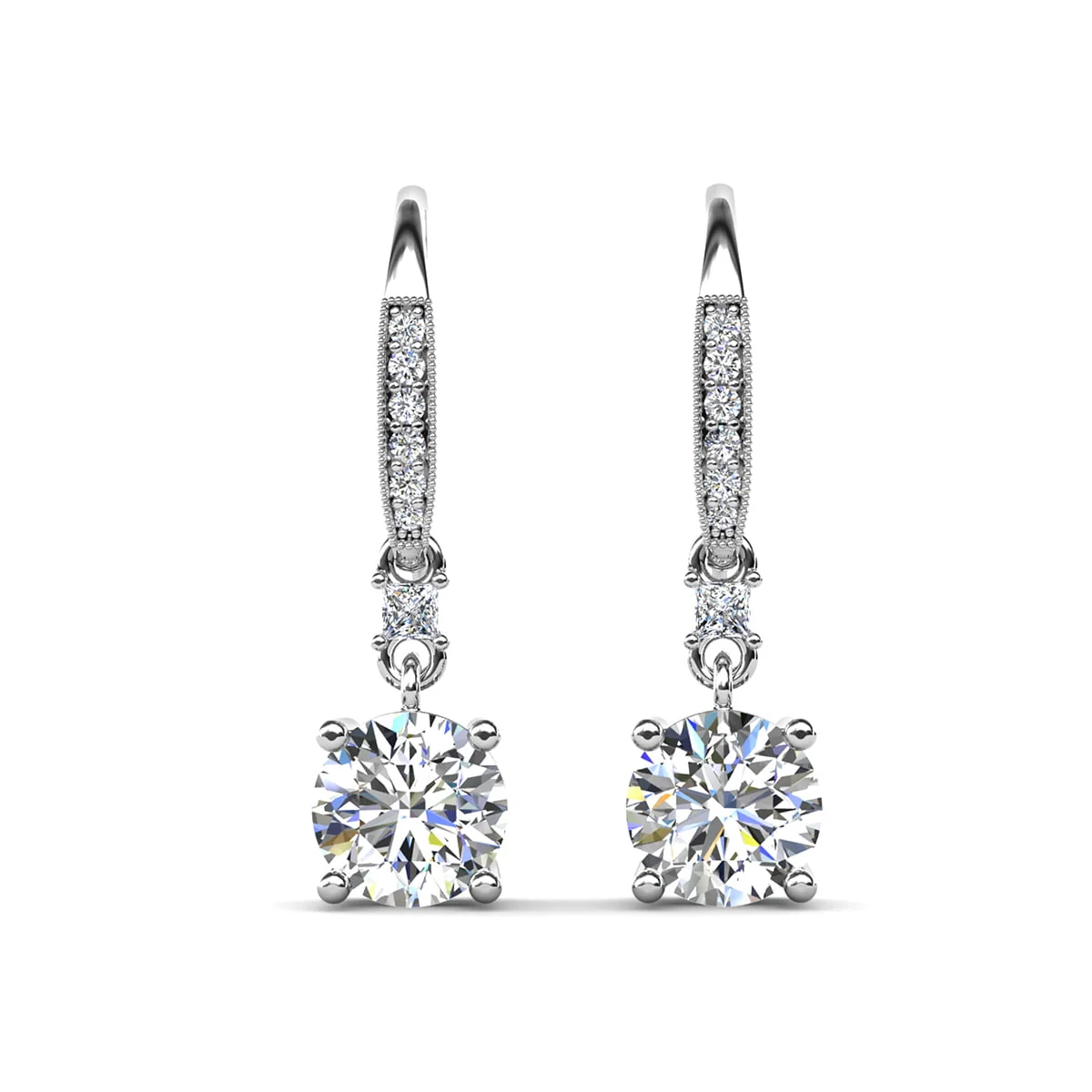 Valerie 18k White Gold Plated Drop Earrings with Simulated Diamond Crystals - Image 7