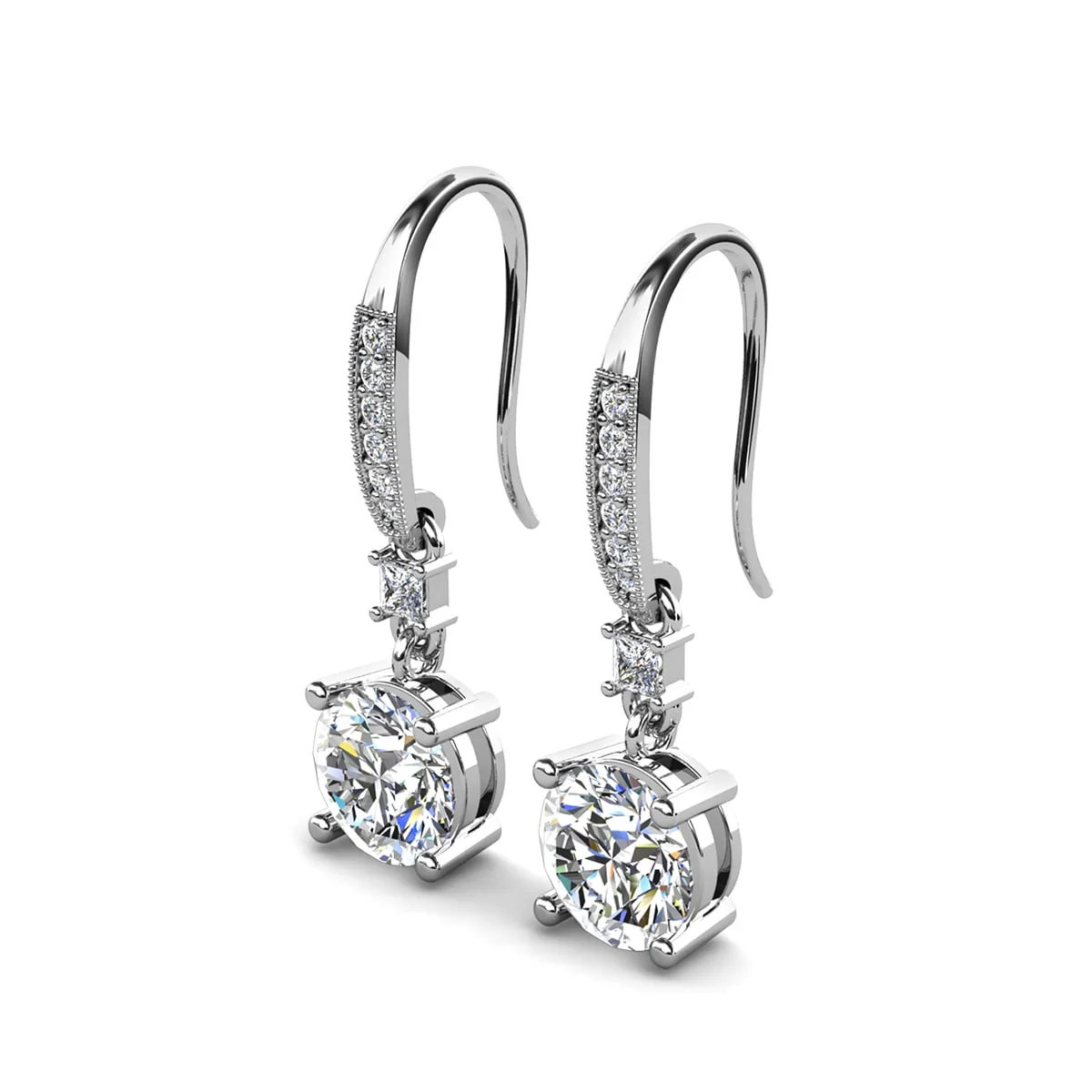 Valerie 18k White Gold Plated Drop Earrings with Simulated Diamond Crystals - Image 8
