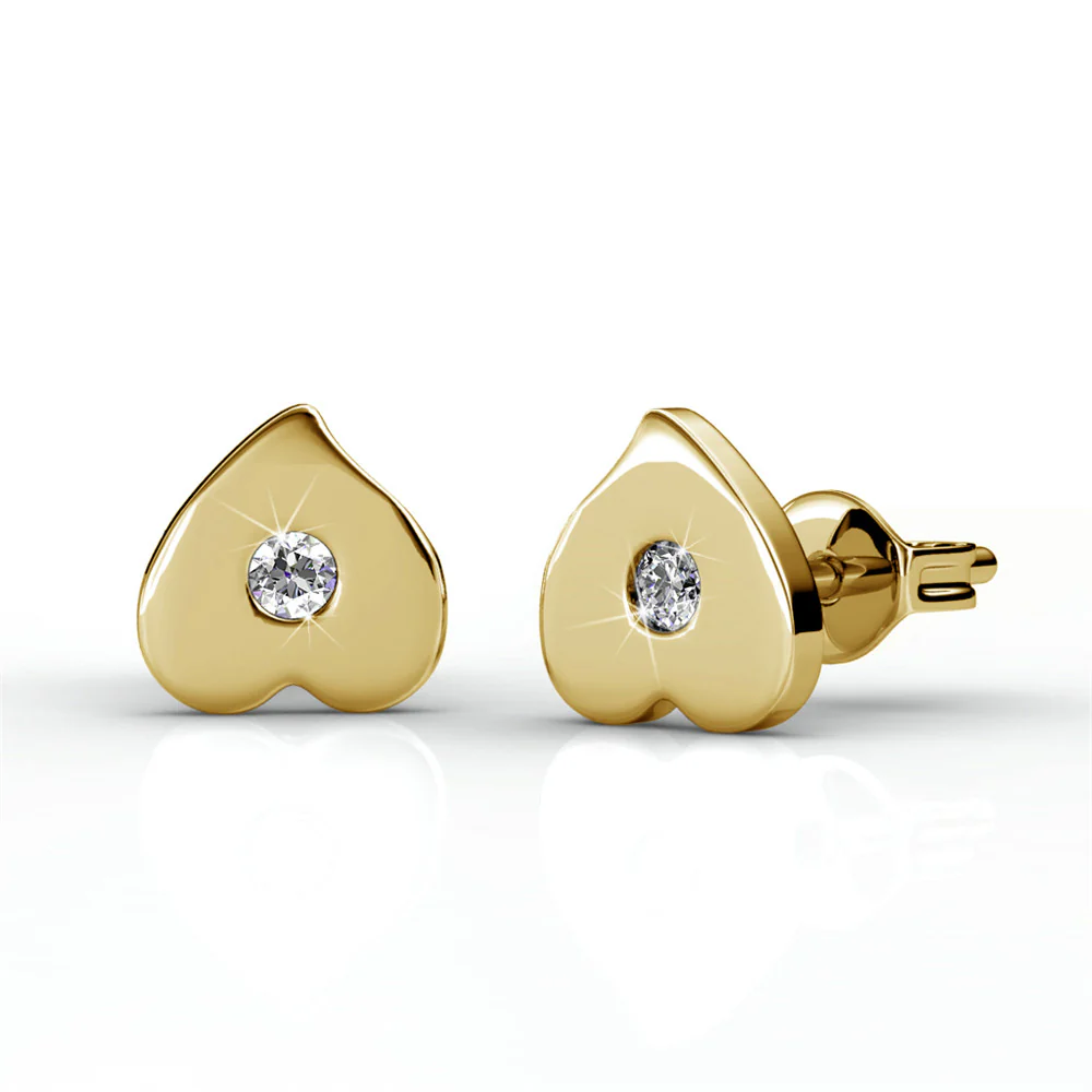 Vanessa 18k White Gold Plated Heart Stud Earrings with Swarovski Crystal — Final Sale - Image 10