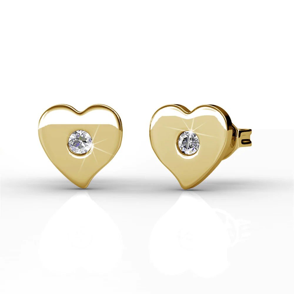 Vanessa 18k White Gold Plated Heart Stud Earrings with Swarovski Crystal — Final Sale - Image 8