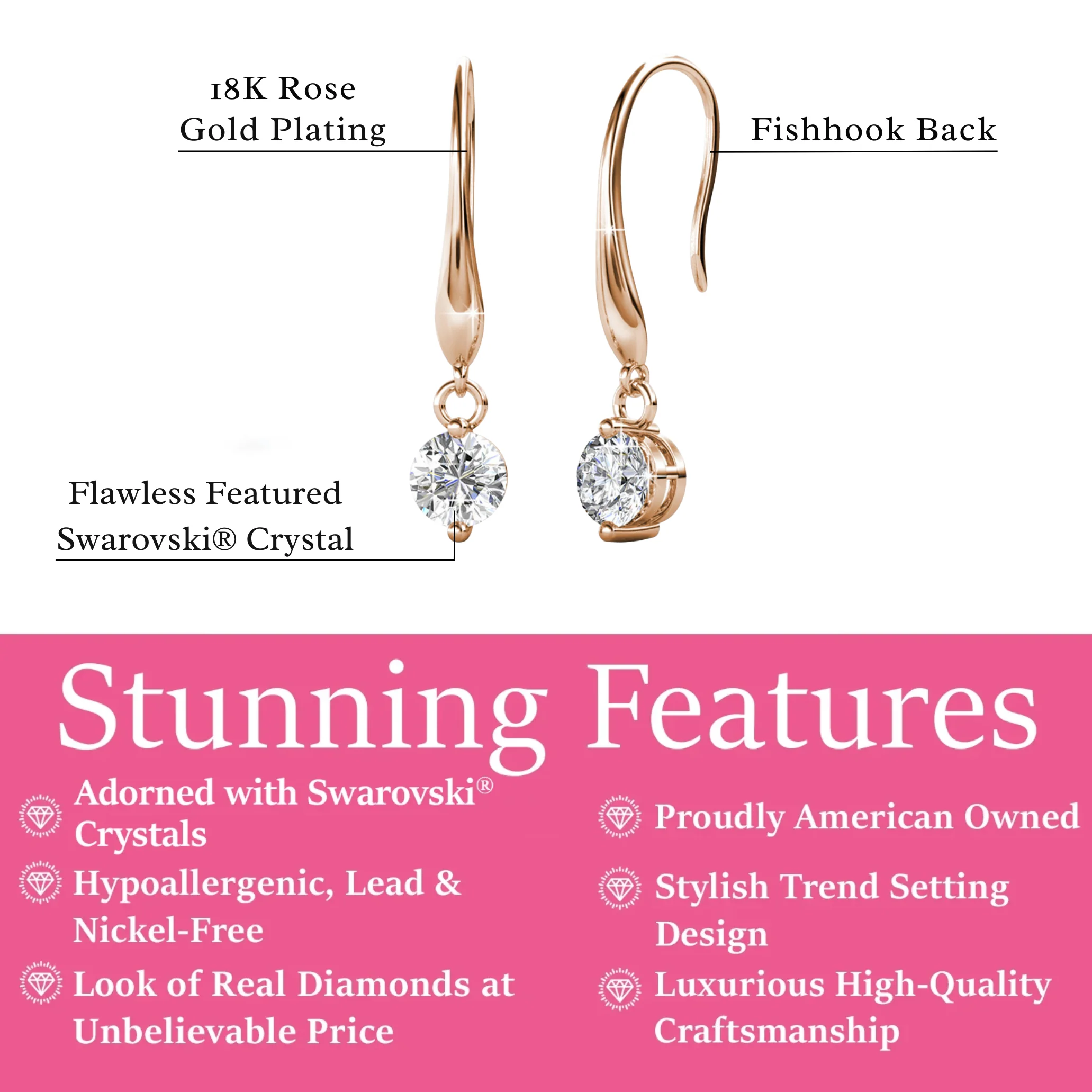 Veronica 18k White Gold Plated Drop Earrings with Swarovski Crystals - Image 12