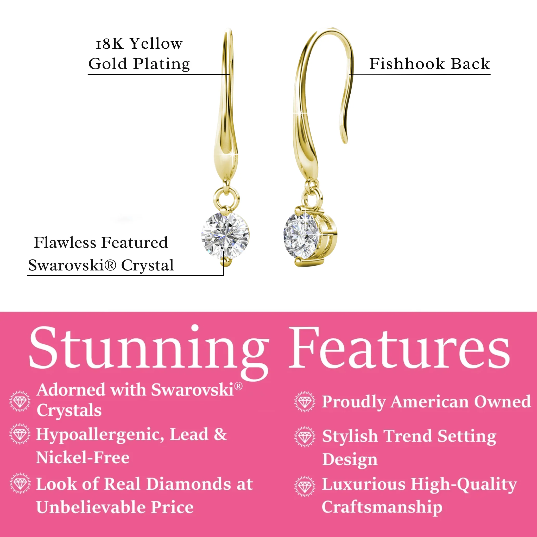 Veronica 18k White Gold Plated Drop Earrings with Swarovski Crystals - Image 9