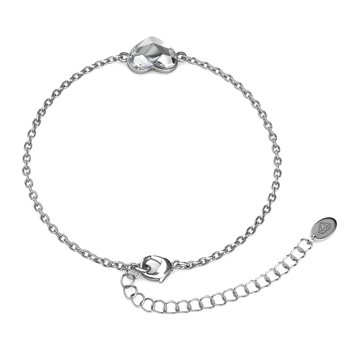 Violet 18k White Gold Plated Heart Bracelet with Swarovski Crystal - Image 7