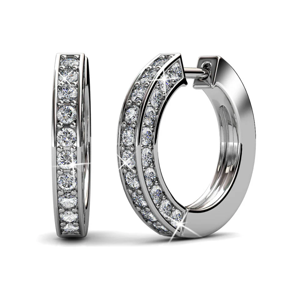 Viviana 18k White Gold Plated Hoop Pendant Necklace and Earring Set with Swarovski Crystals - Image 7