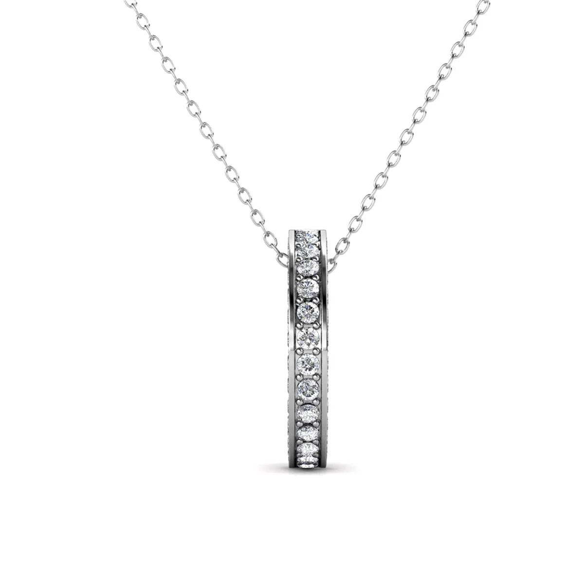 Viviana 18k White Gold Plated Hoop Pendant Necklace and Earring Set with Swarovski Crystals - Image 8