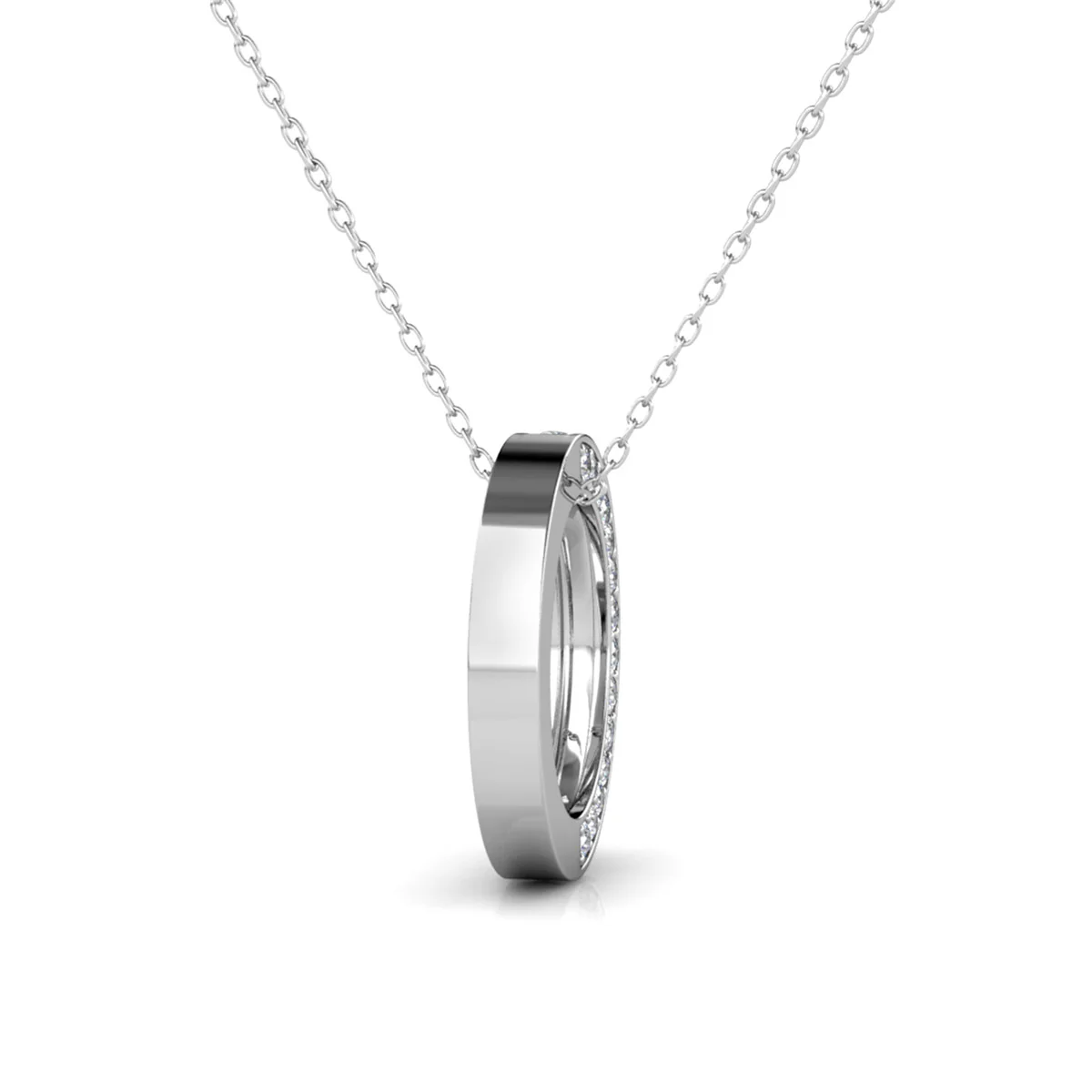 Viviana 18k White Gold Plated Hoop Pendant Necklace with Swarovski Crystals - Image 7
