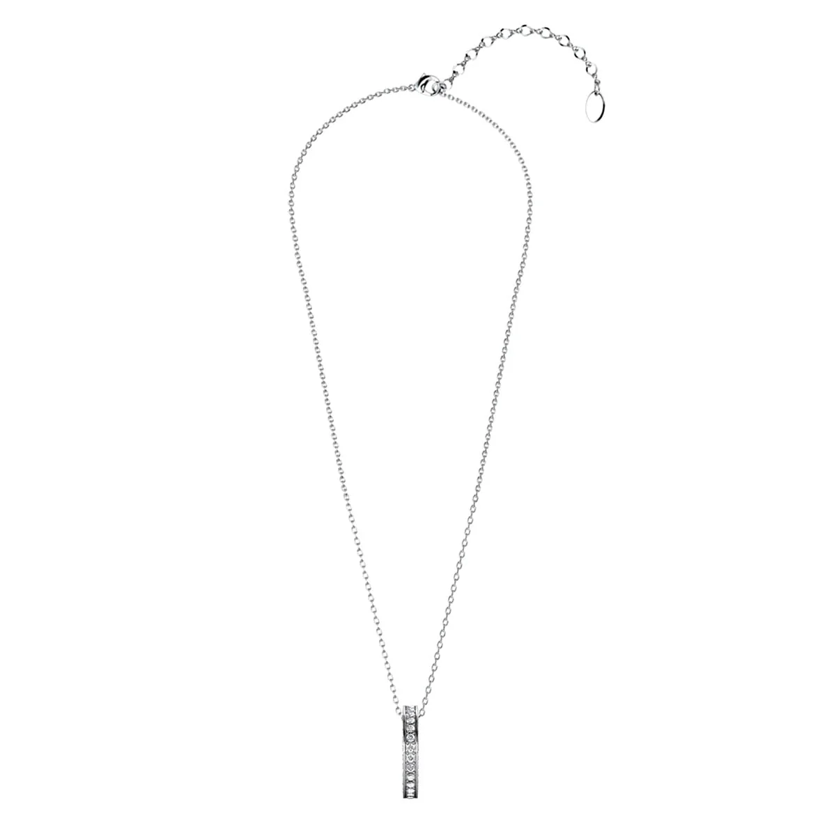 Viviana 18k White Gold Plated Hoop Pendant Necklace with Swarovski Crystals - Image 9