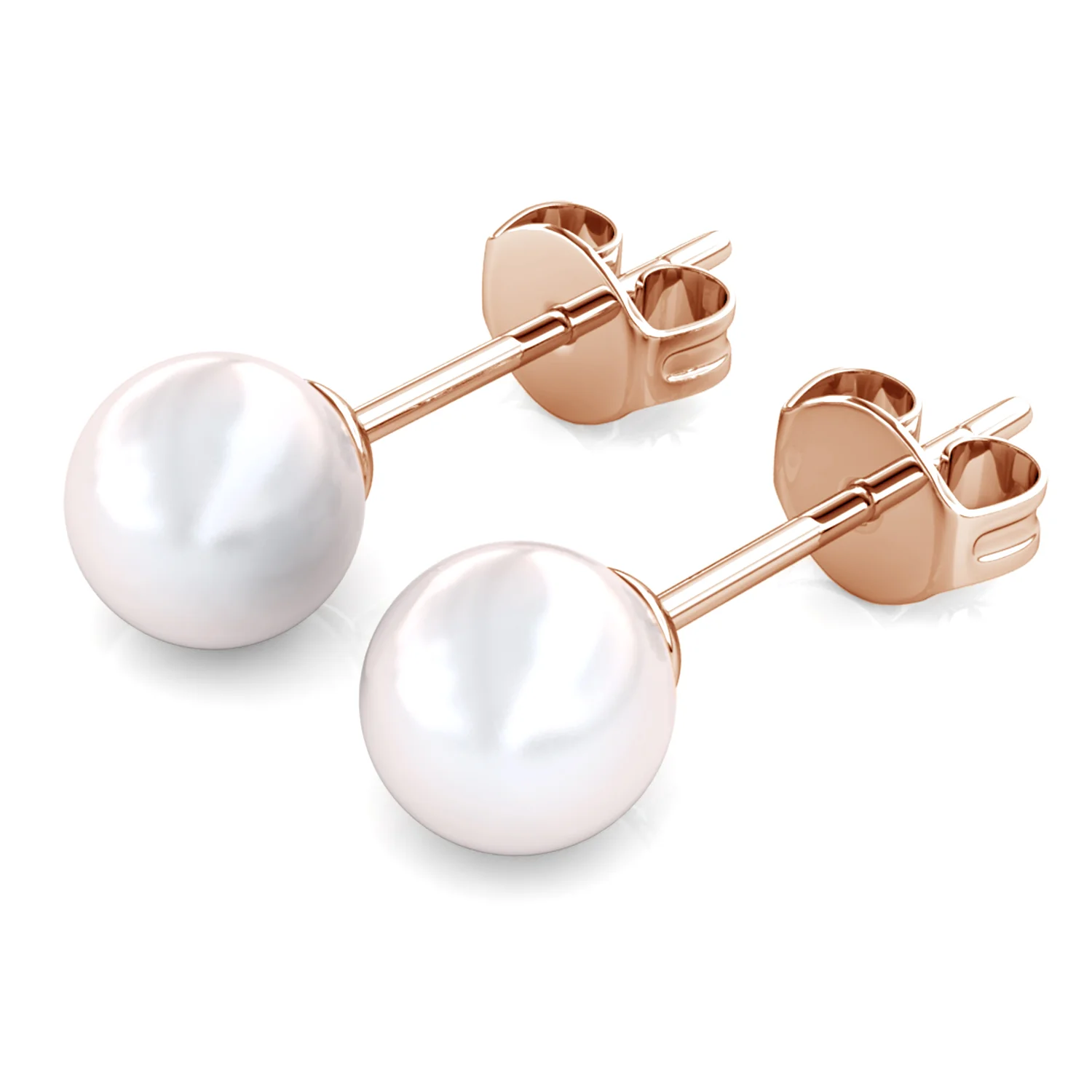 Vivienne 18k White Gold Plated Stud Earrings with Shell Pearls - Image 11