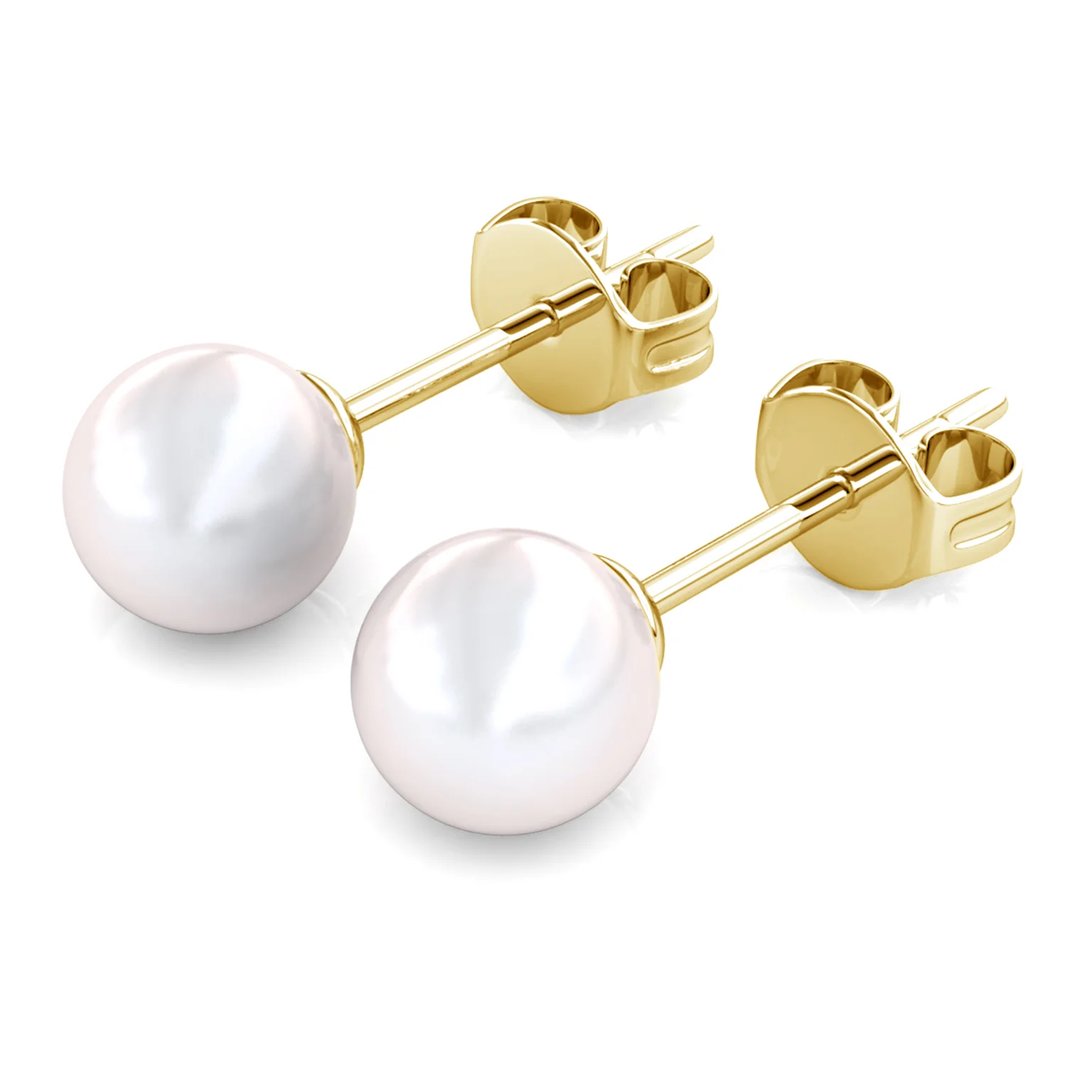 Vivienne 18k White Gold Plated Stud Earrings with Shell Pearls - Image 7