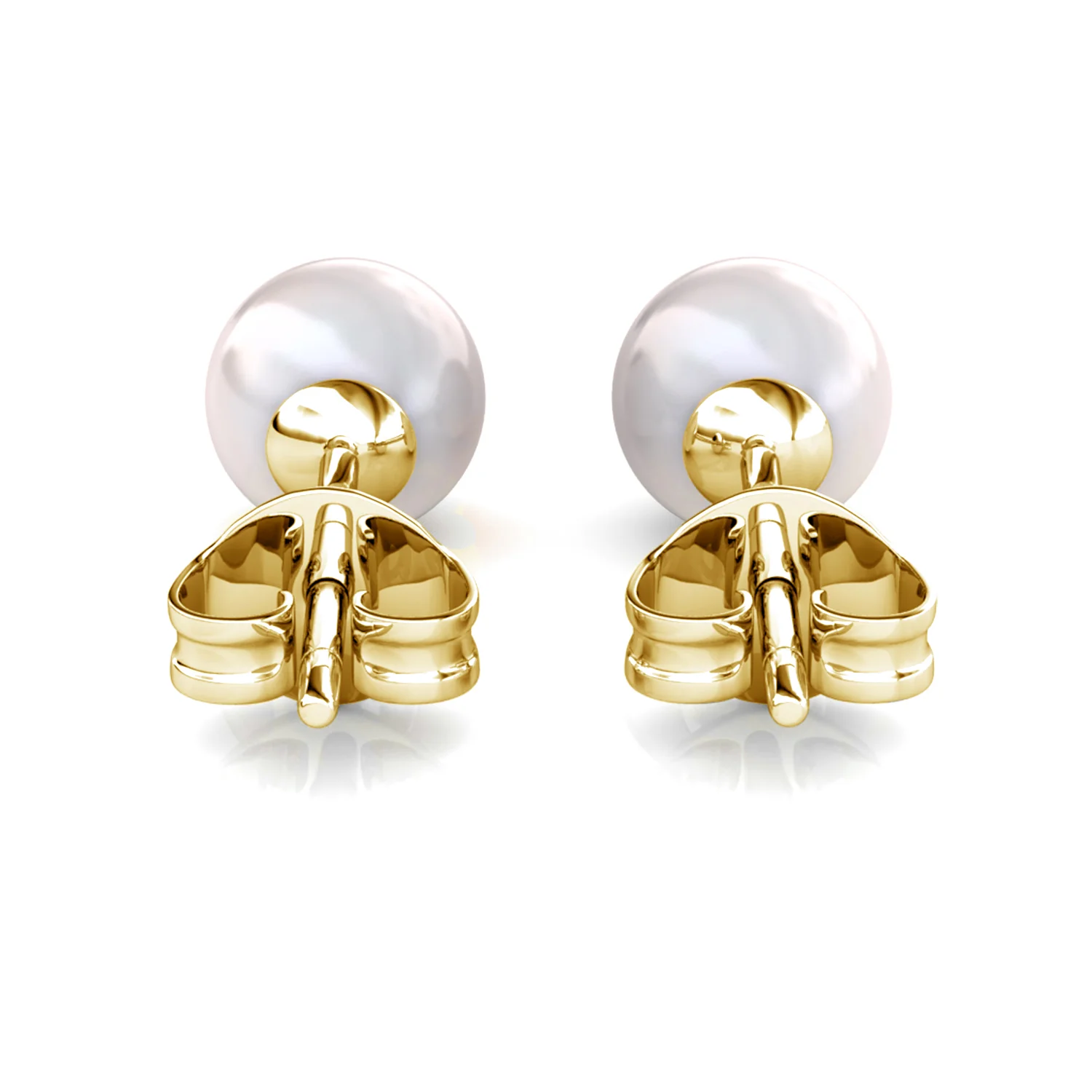 Vivienne 18k White Gold Plated Stud Earrings with Shell Pearls - Image 9