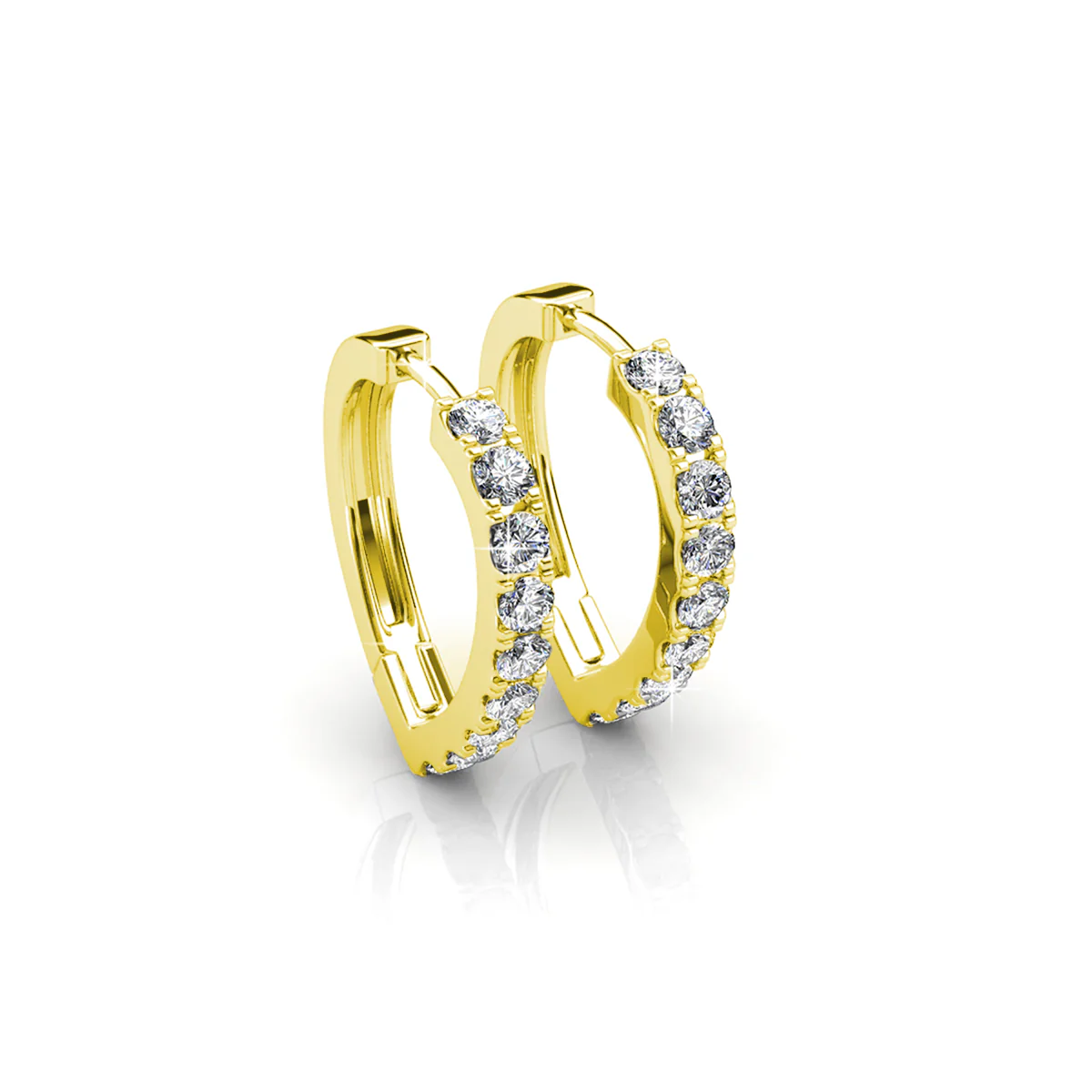 Waverly 18k White Gold Plated 16mm Hoop Earrings with Swarovski Crystals - Image 10