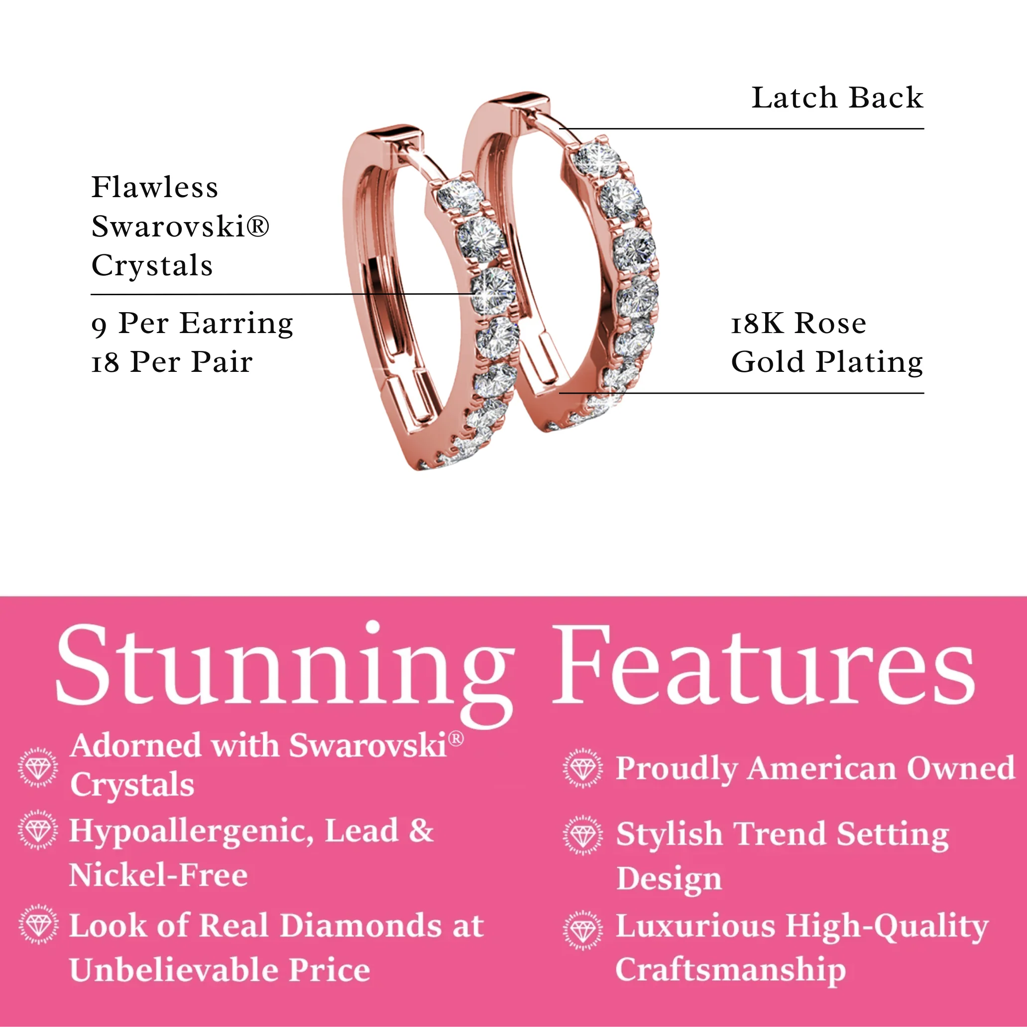 Waverly 18k White Gold Plated 16mm Hoop Earrings with Swarovski Crystals - Image 12