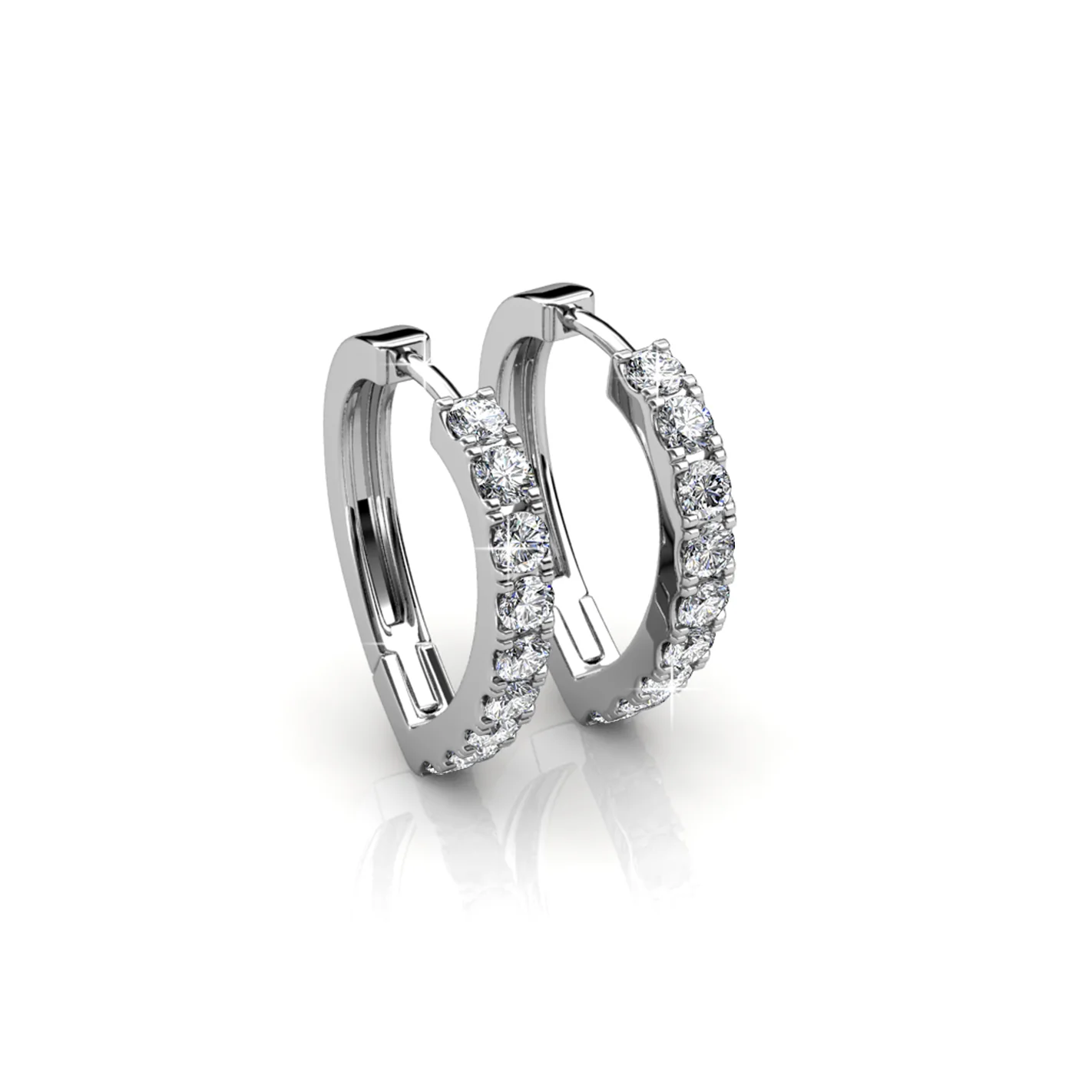 Waverly 18k White Gold Plated 16mm Hoop Earrings with Swarovski Crystals - Image 7