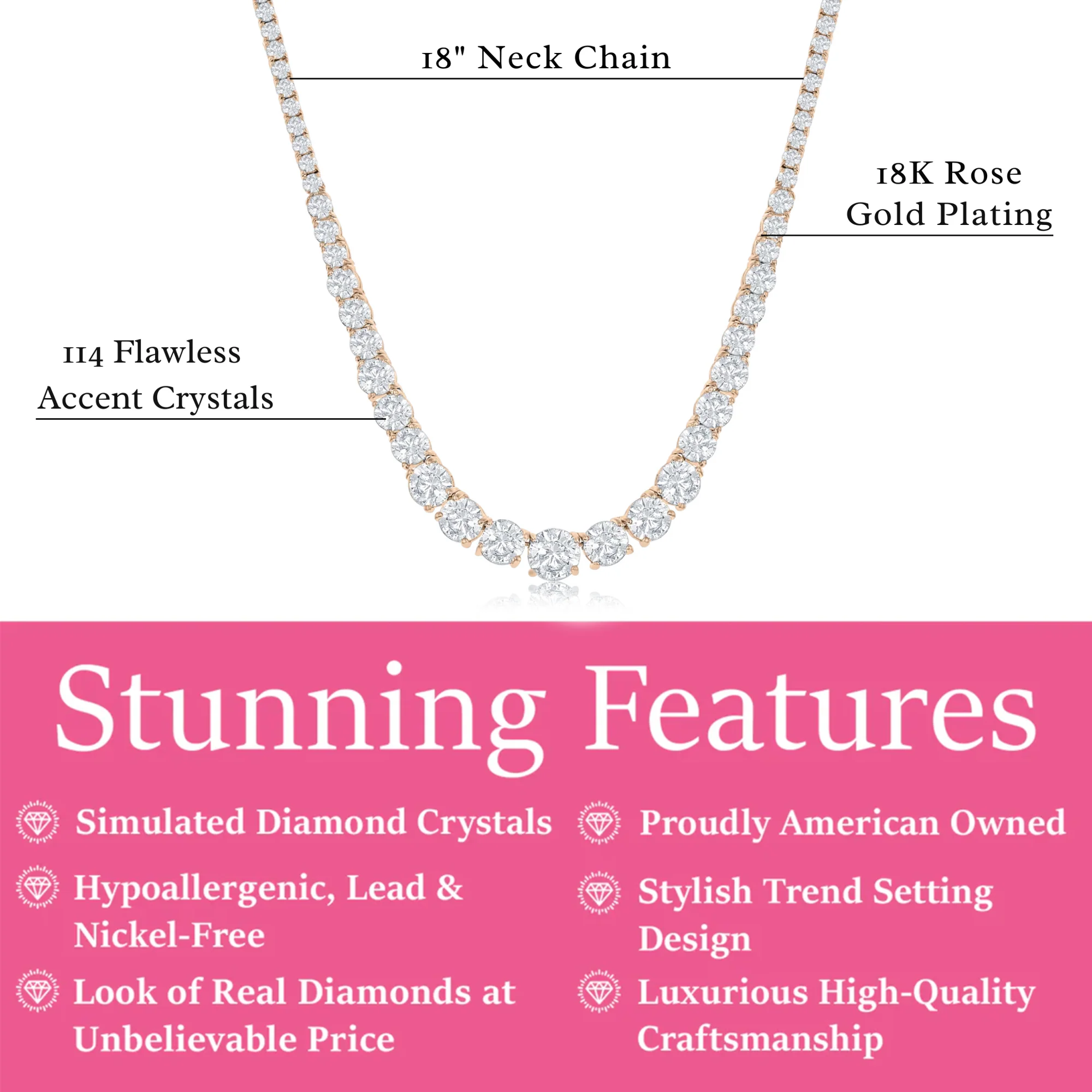 Whitney 18k White Gold Plated Necklace with Simulated Diamond Crystals - Image 11