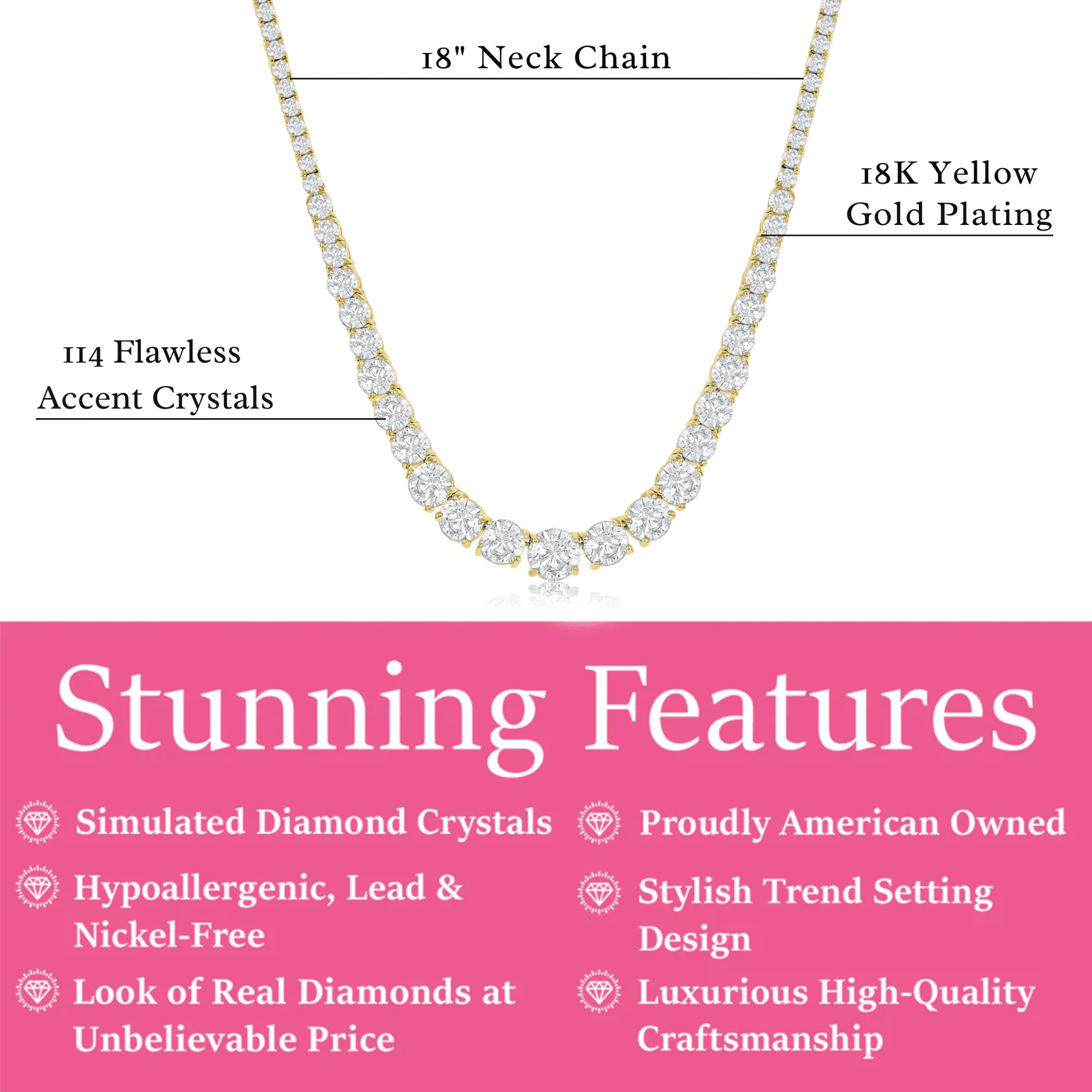 Whitney 18k White Gold Plated Necklace with Simulated Diamond Crystals - Image 9