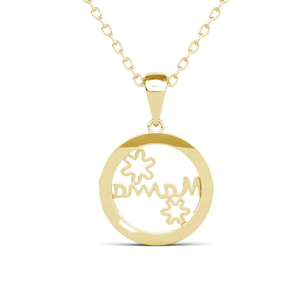 Willa 18k White Gold Plated Circle Mama Necklace with Simulated Diamond Crystals - Image 12