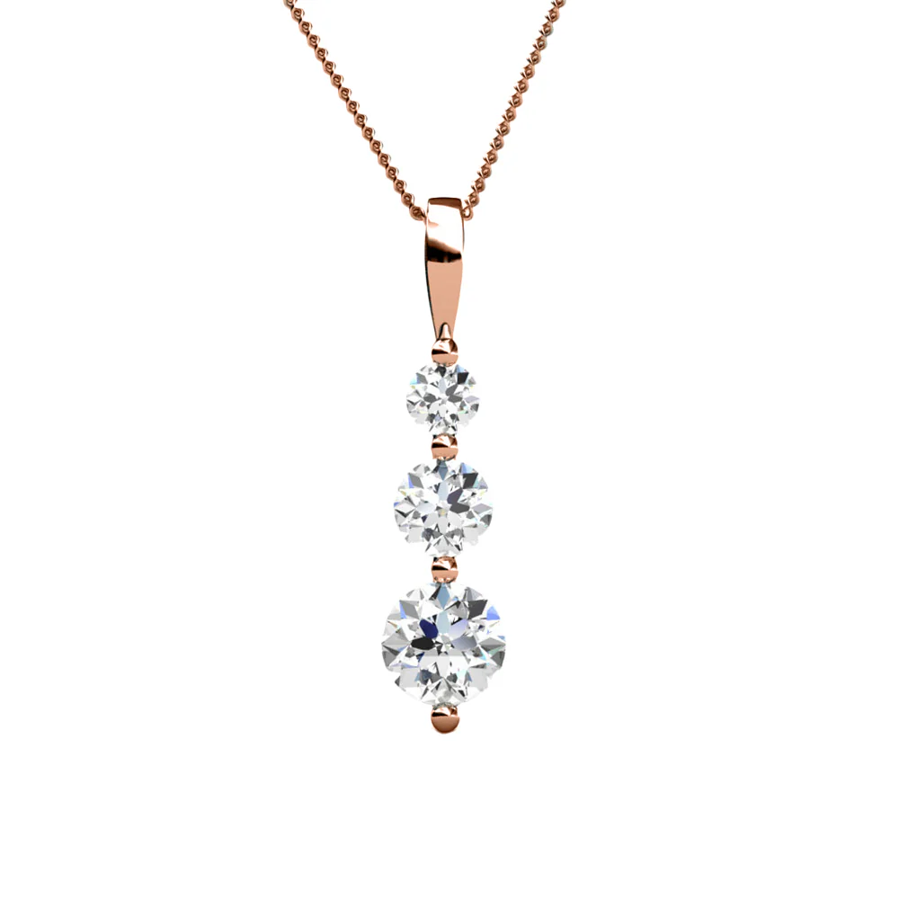 Willow 18K White Gold Plated 3 Stone Drop Pendant Necklace with Swarovski Crystals - Image 11