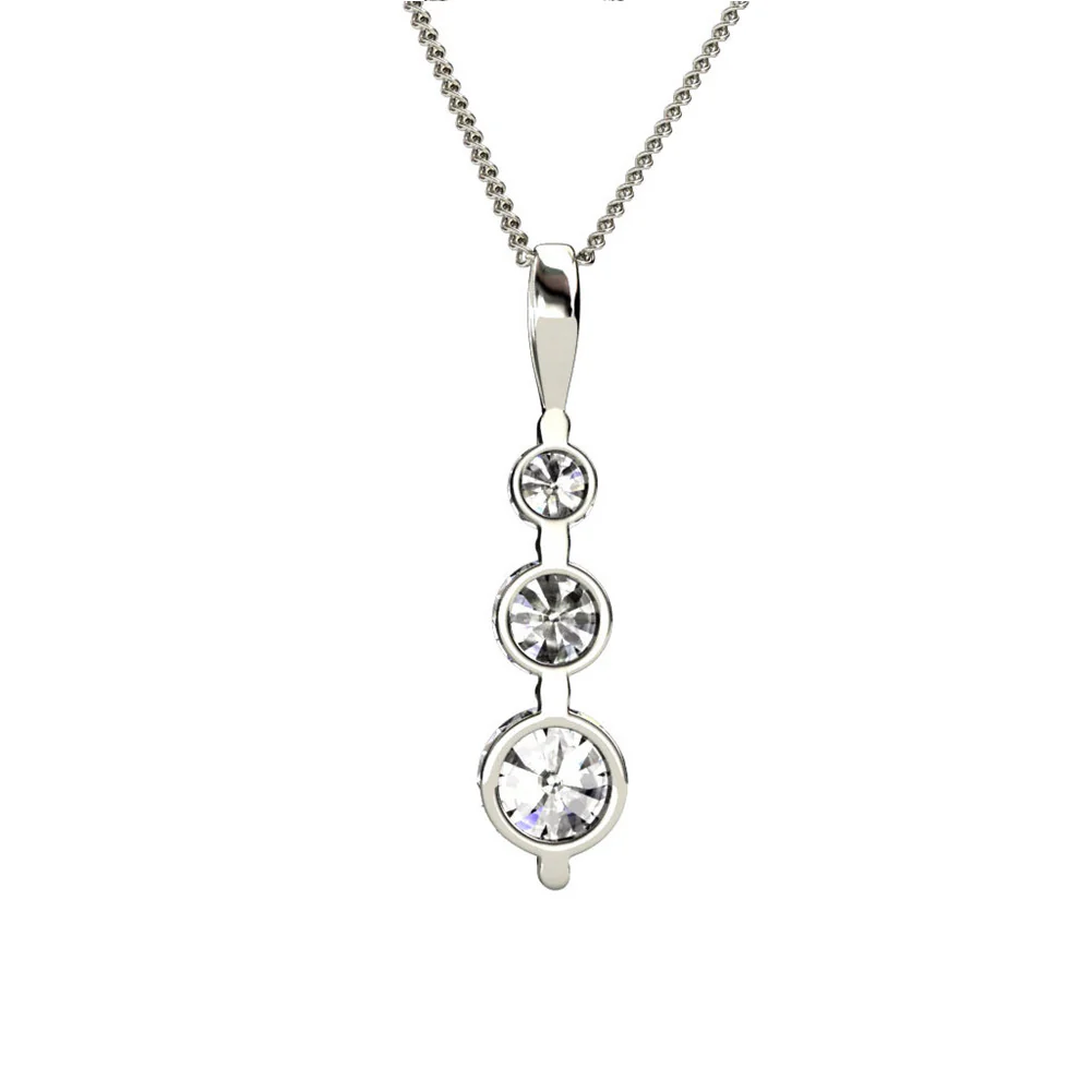 Willow 18K White Gold Plated 3 Stone Drop Pendant Necklace with Swarovski Crystals - Image 8