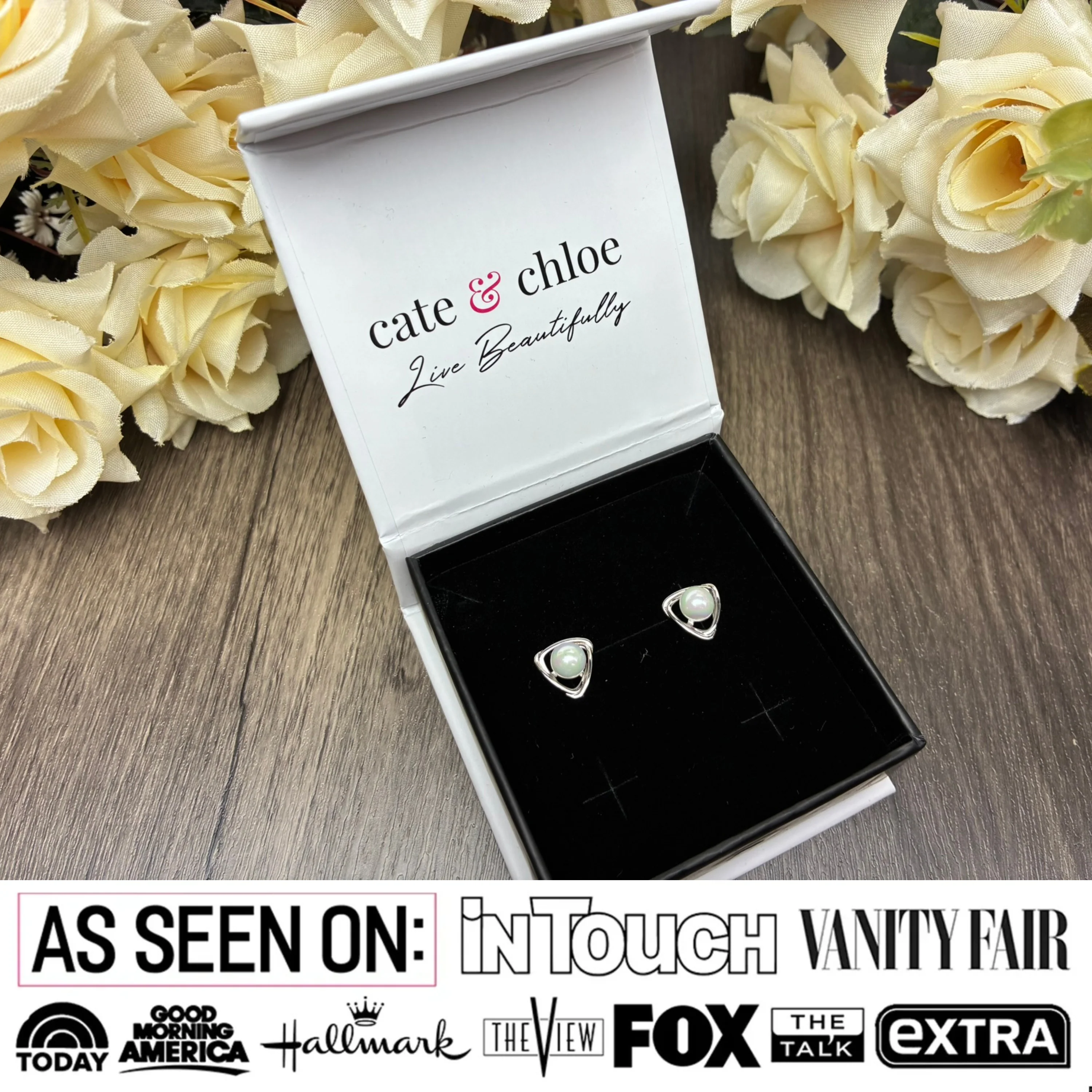 Winnie 18k White Gold Plated Pearl Stud Earrings - Image 2