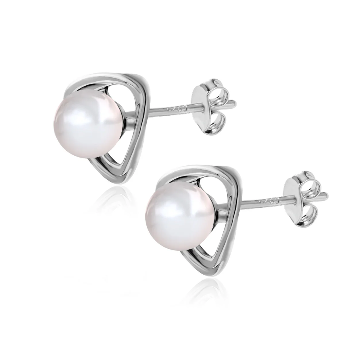 Winnie 18k White Gold Plated Pearl Stud Earrings - Image 7