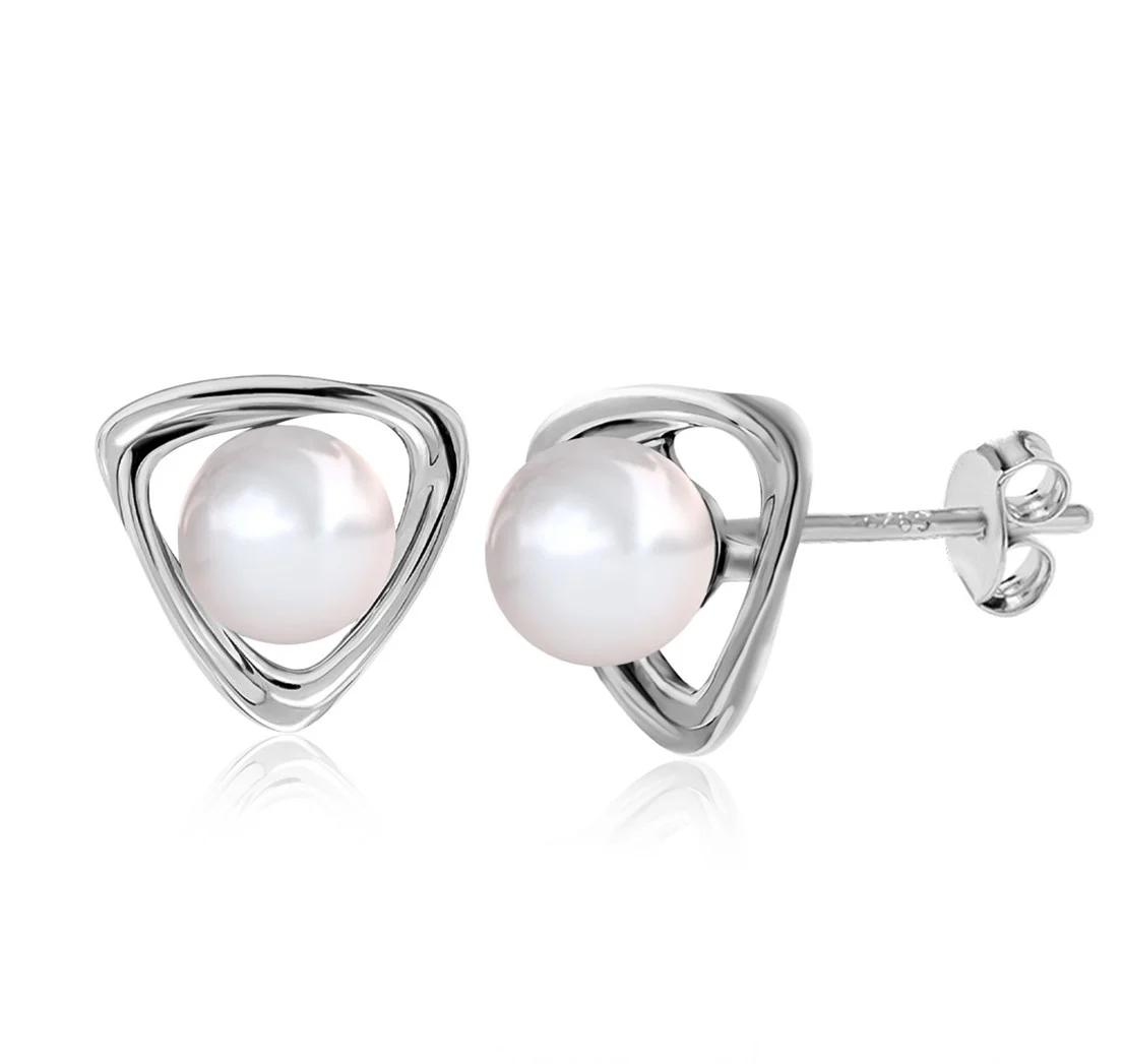 Winnie 18k White Gold Plated Pearl Stud Earrings - Image 8