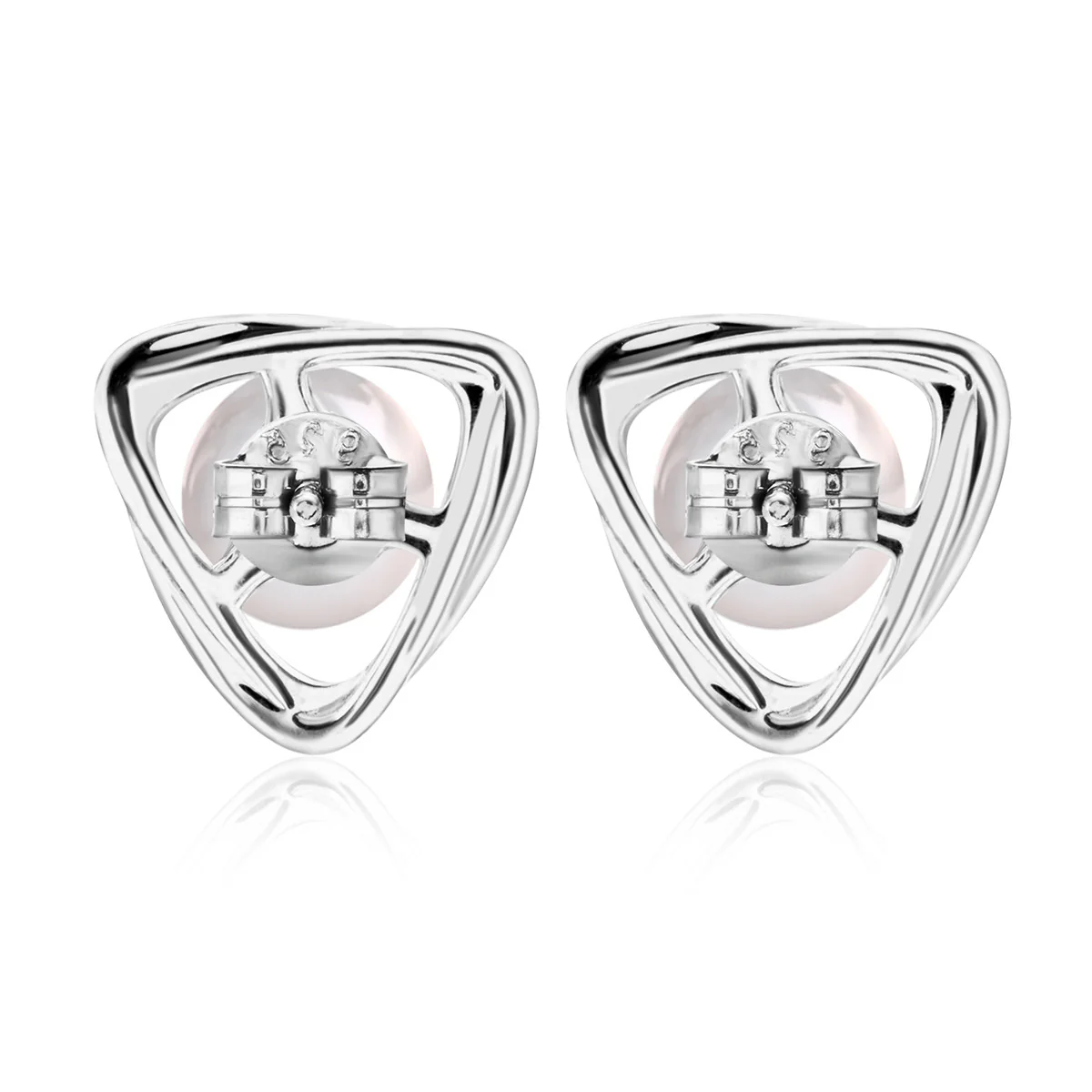 Winnie 18k White Gold Plated Pearl Stud Earrings - Image 9