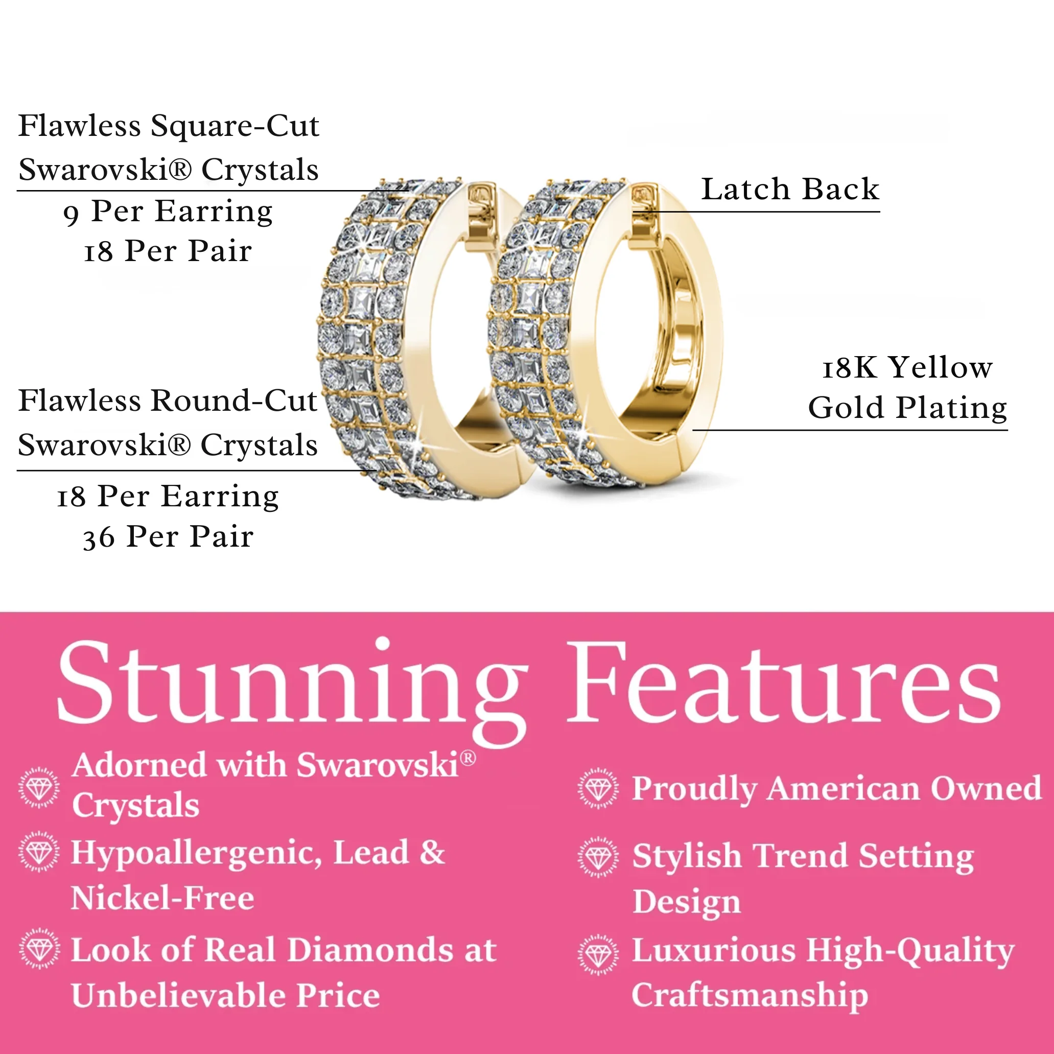 Wrenley 18k White Gold Plated 16mm Hoop Earrings with Swarovski Crystals - Image 17