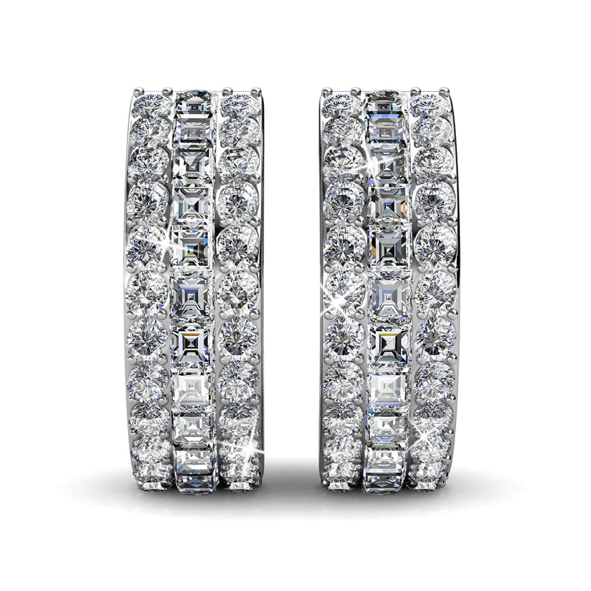 Wrenley 18k White Gold Plated 16mm Hoop Earrings with Swarovski Crystals - Image 8