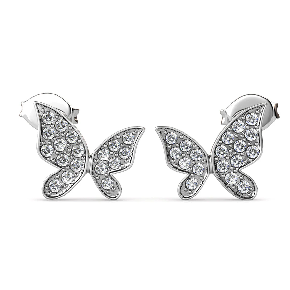 Yuenen 18k White Gold Plated Silver Butterfly Necklace and Earring Set with Swarovski Crystals - Image 8