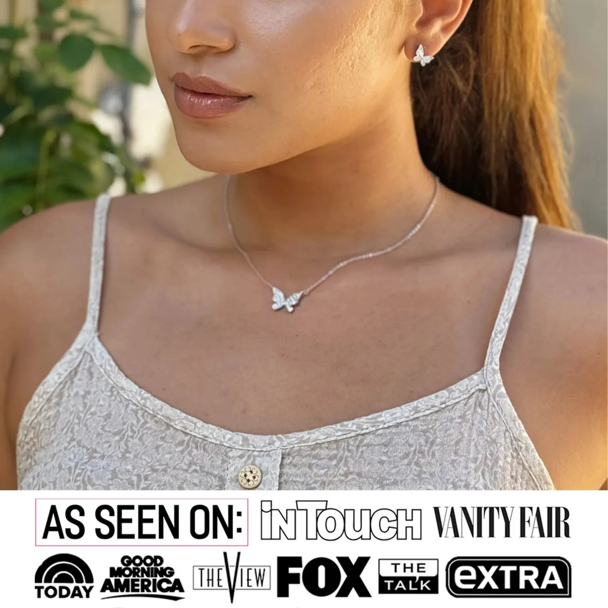 Yuenen 18k White Gold Plated Silver Butterfly Necklace with Swarovski Crystals - Image 2