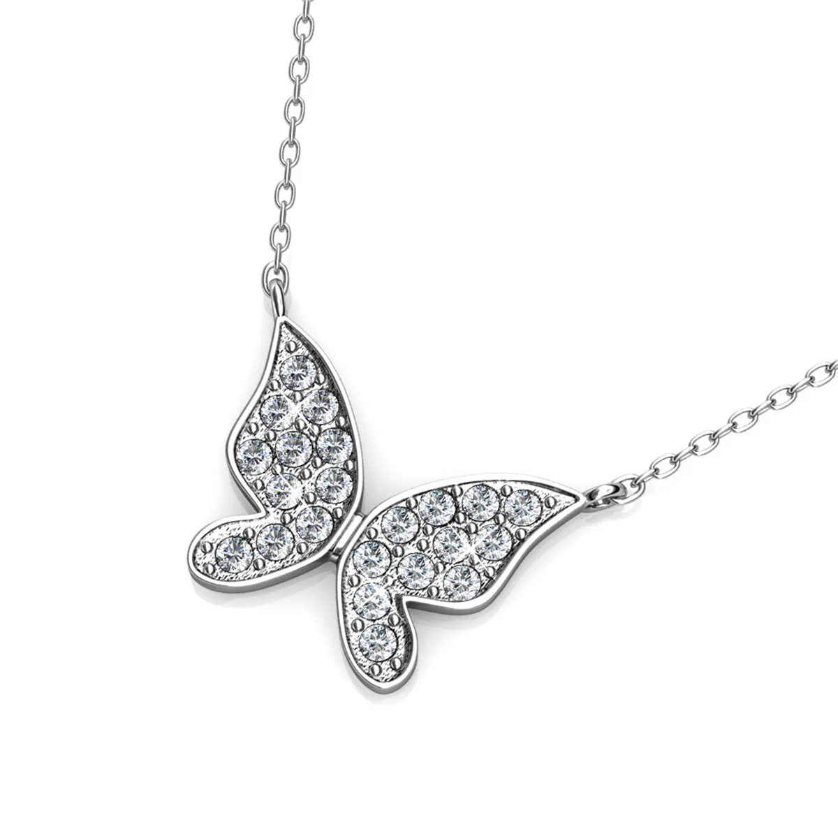 Yuenen 18k White Gold Plated Silver Butterfly Necklace with Swarovski Crystals - Image 9
