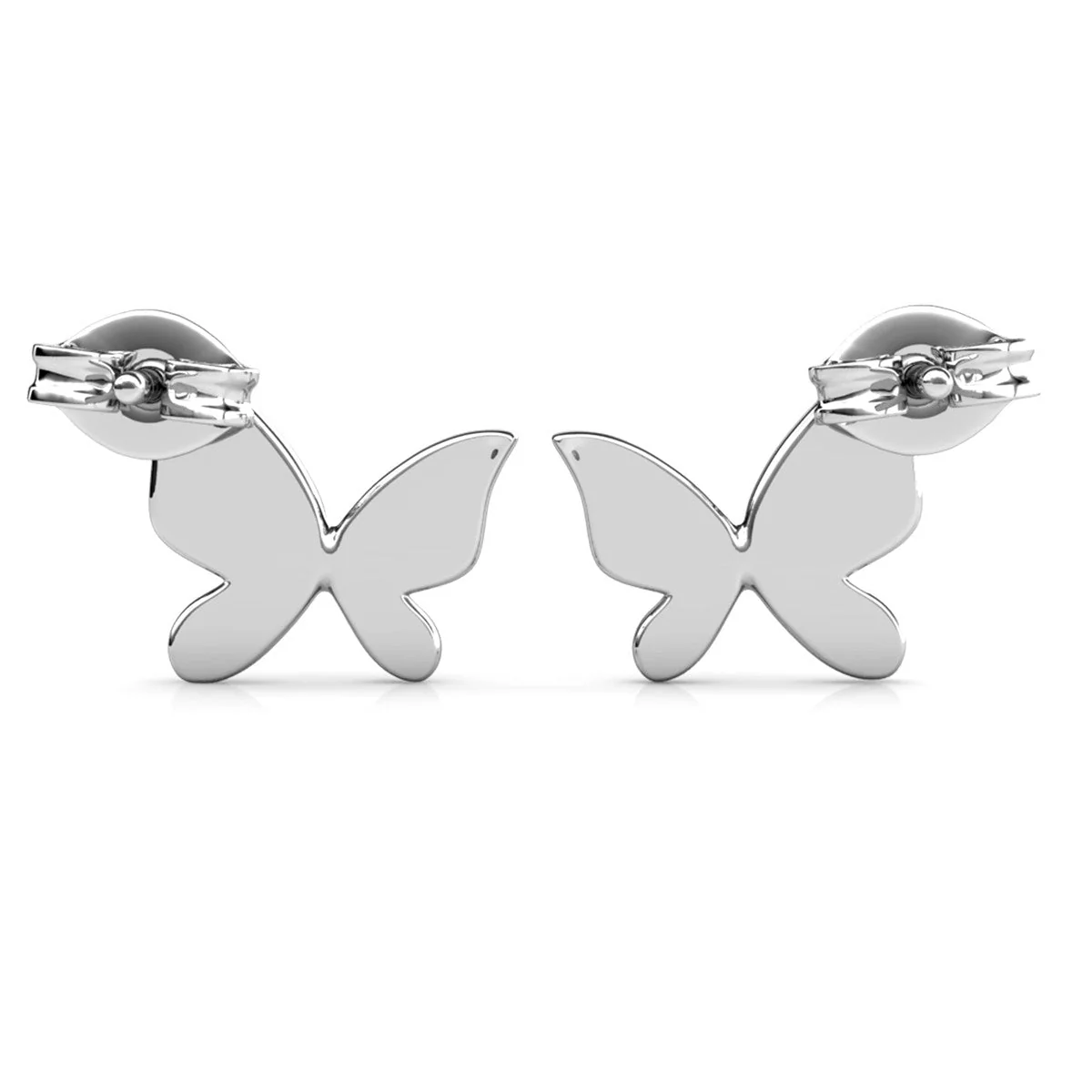 Yuenen 18k White Gold Plated Silver Butterfly Stud Earrings with Swarovski Crystals - Image 9