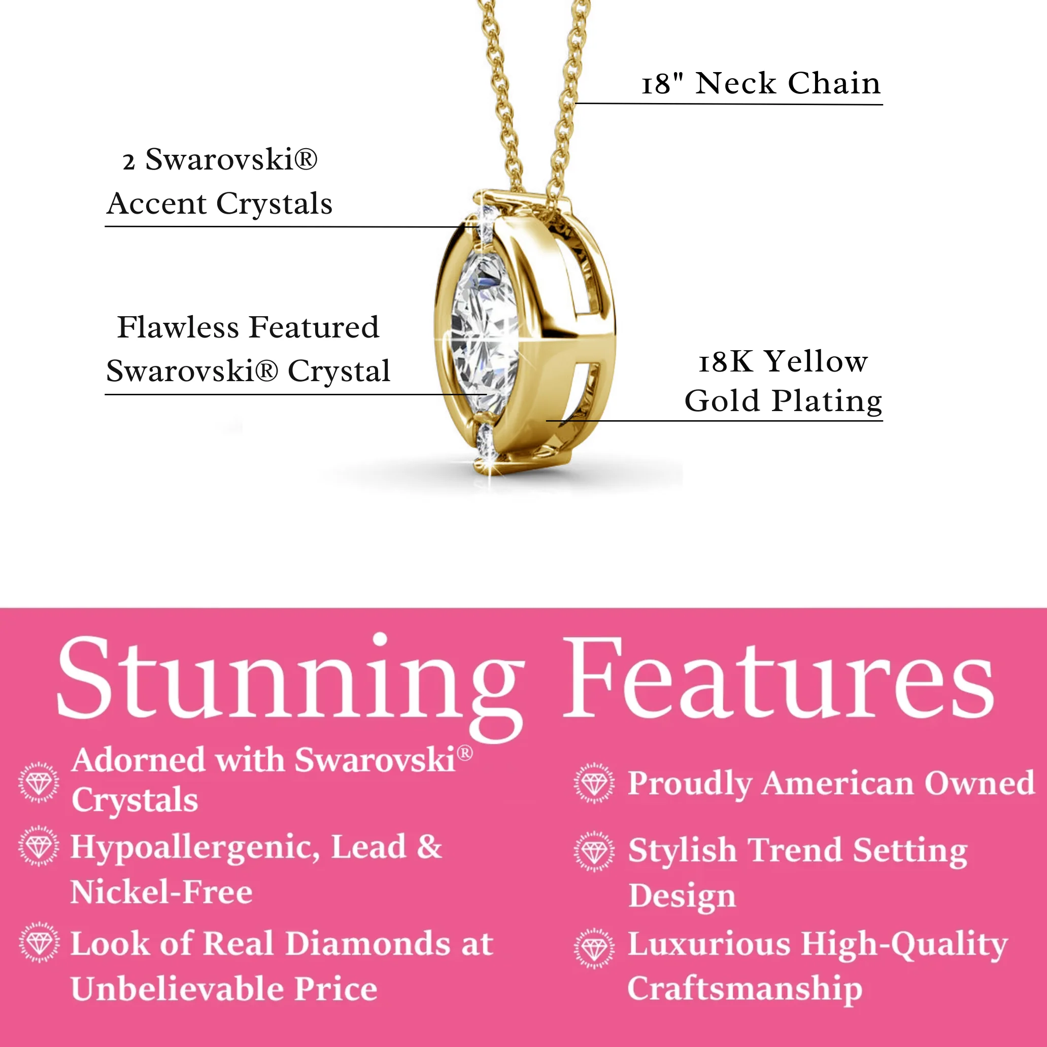 Zara 18k White Gold Plated Pendant Necklace with Round Cut Swarovski Crystals - Image 12