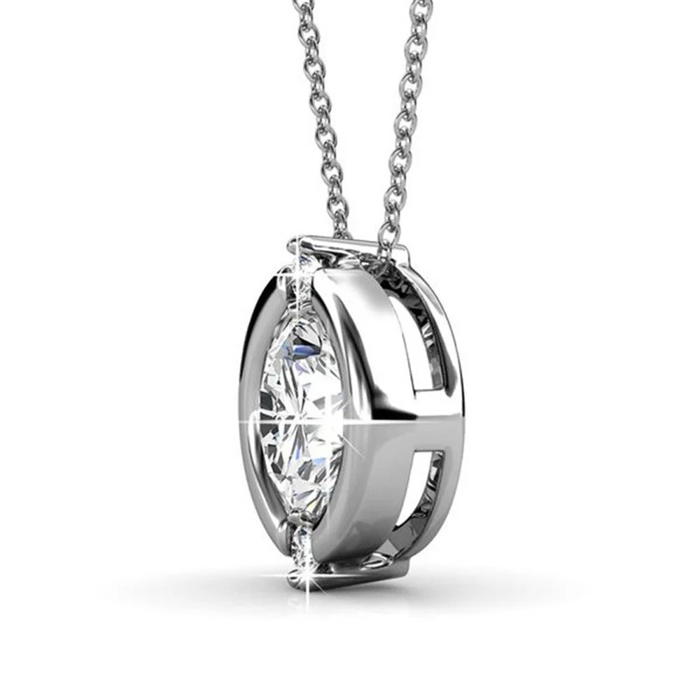 Zara 18k White Gold Plated Pendant Necklace with Round Cut Swarovski Crystals - Image 7