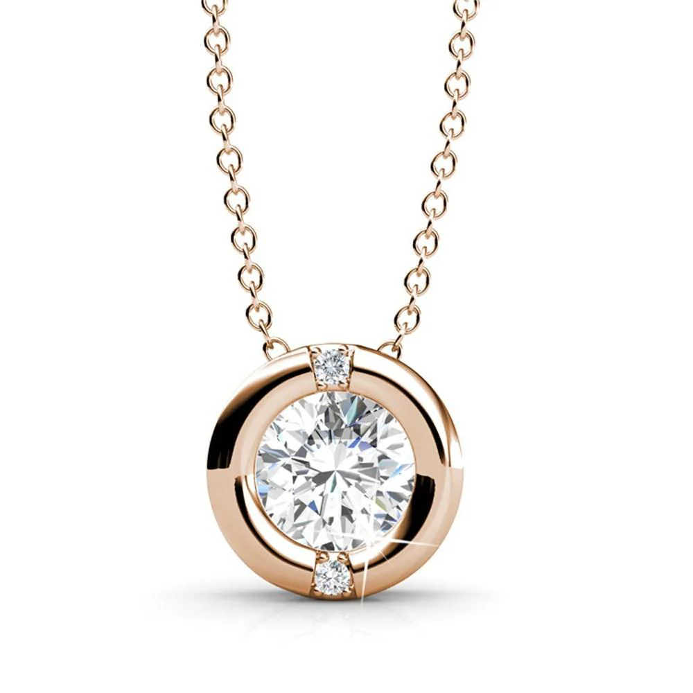 Zara 18k White Gold Plated Pendant Necklace with Round Cut Swarovski Crystals - Image 8