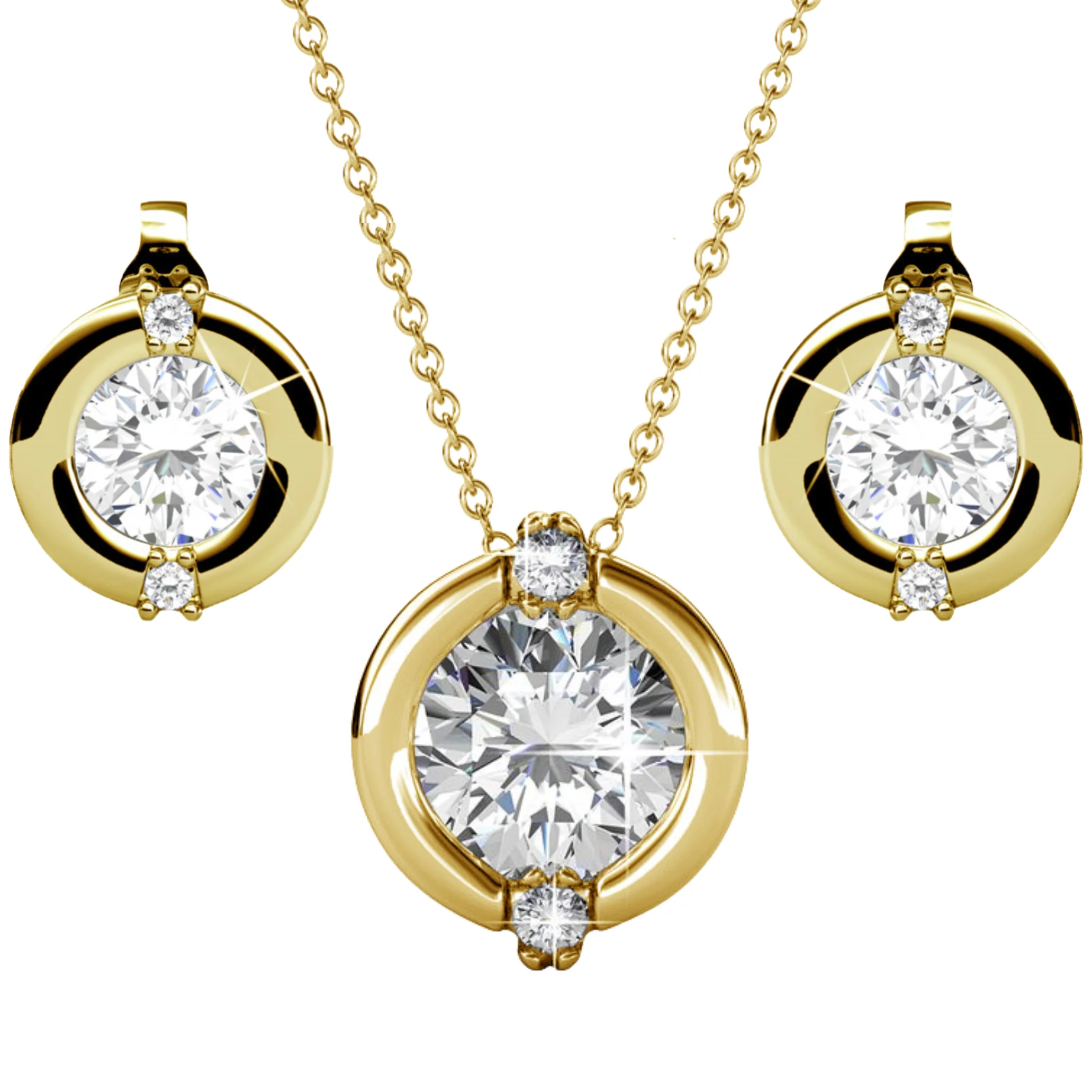 Zara 18k White Gold Plated Stud Earrings and Necklace Set with Swarovski Crystals - Image 11