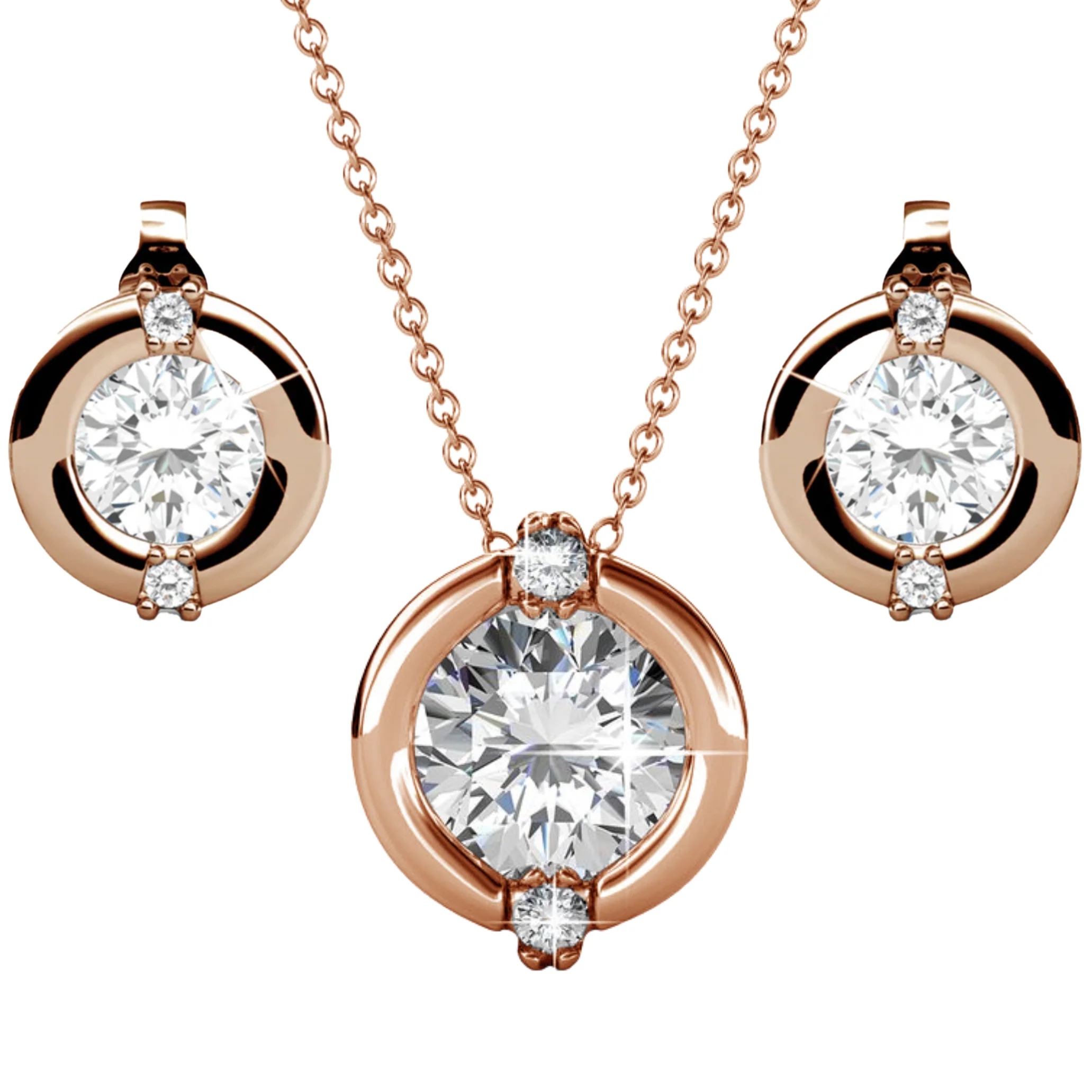 Zara 18k White Gold Plated Stud Earrings and Necklace Set with Swarovski Crystals - Image 15