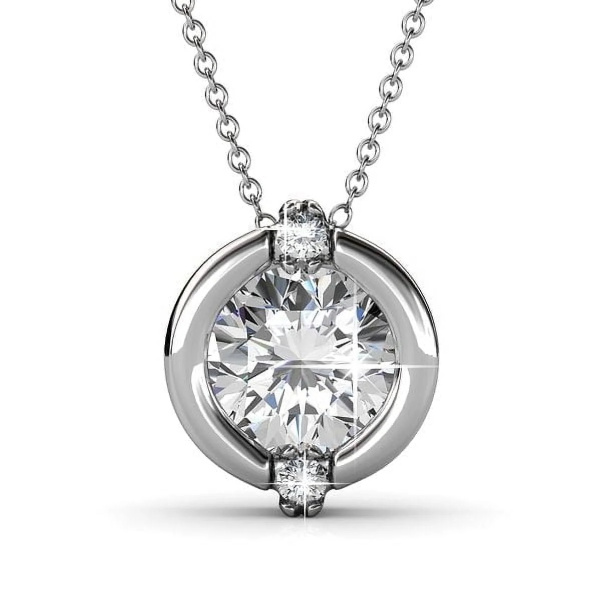 Zara 18k White Gold Plated Stud Earrings and Necklace Set with Swarovski Crystals - Image 9